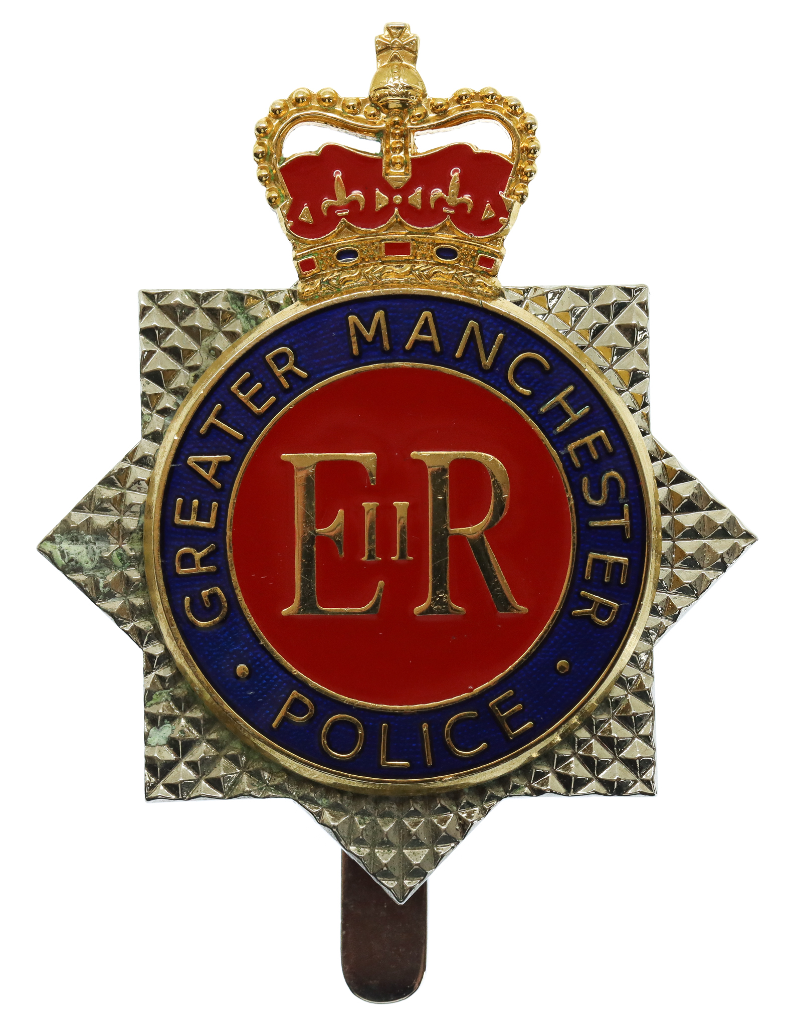 Greater Manchester Police Enamelled Star Cap Badge - Queen's Crown