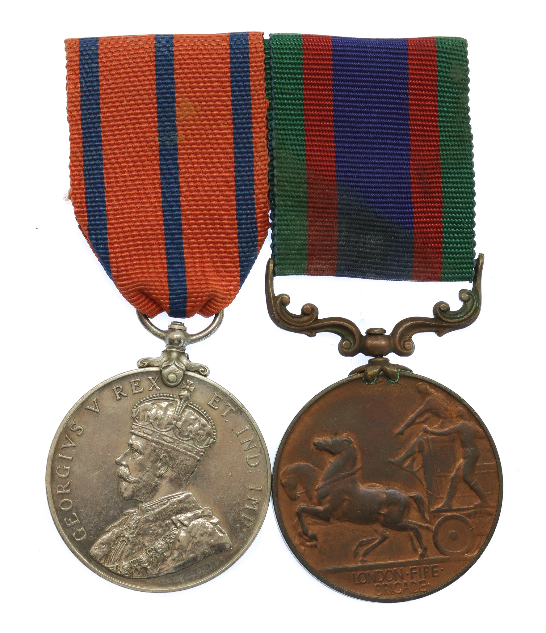 London Fire Brigade 1911 Coronation Medal and Good Service Medal Pair - Fireman A.C. Newby