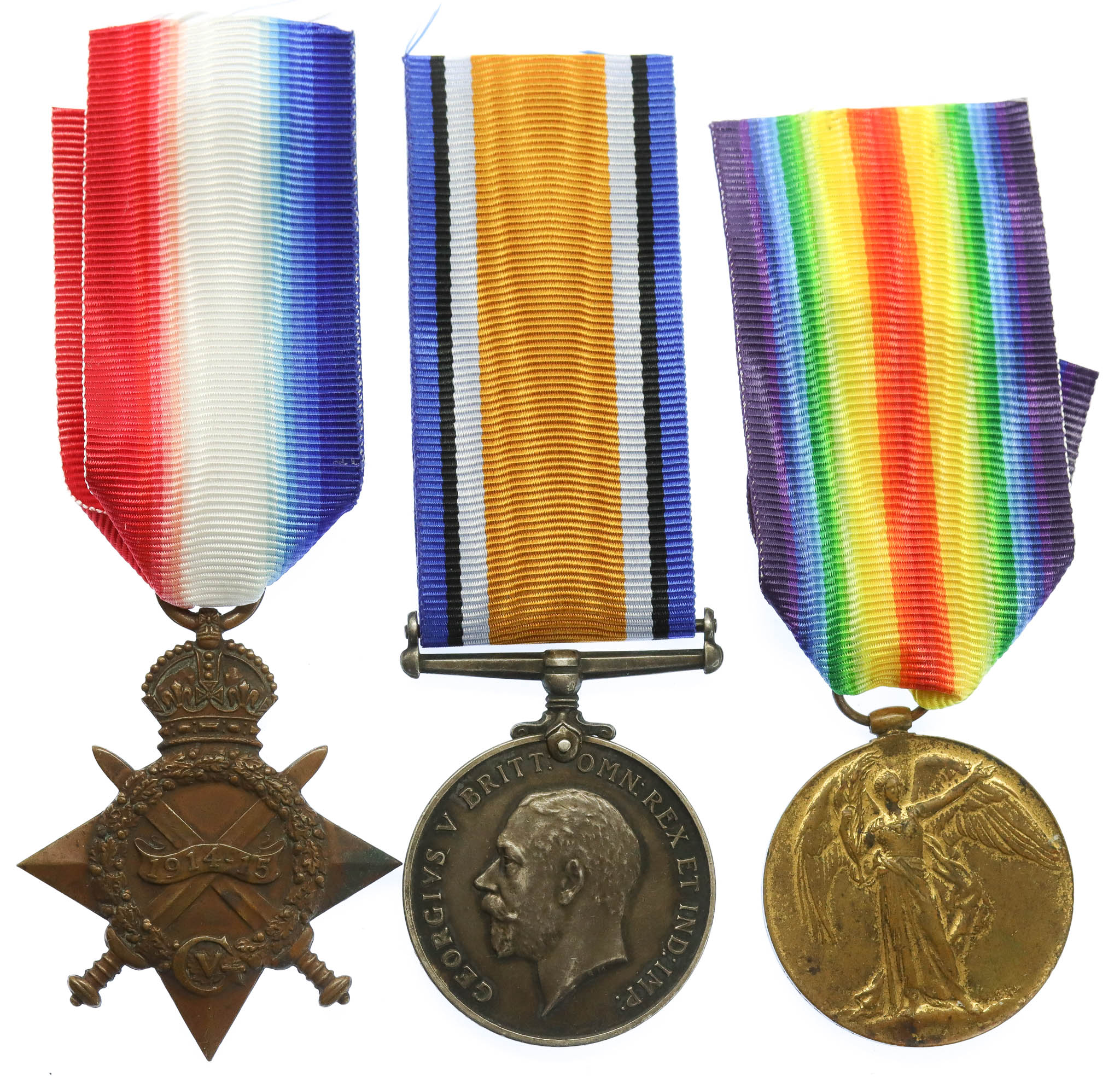 WW1 1914-15 Star Medal Trio - Pte. M. Burns, 1st Bn. King's Own (Royal Lancaster) Regiment - K.I.A. 1/9/15