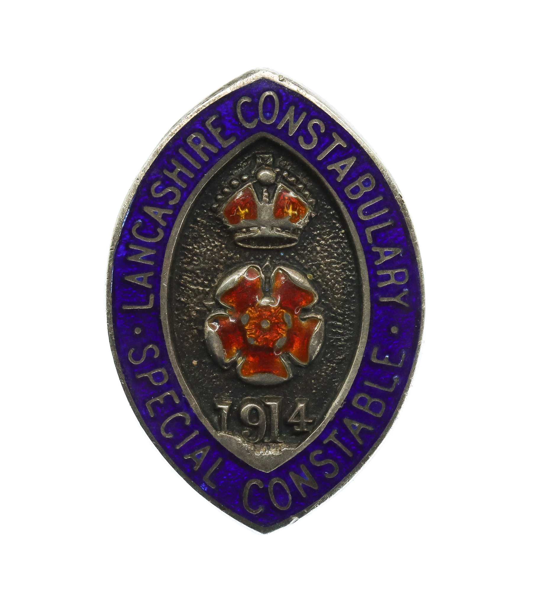 WW1 Lancashire Constabulary Special Constable  Hallmarked Silver & Enamel Lapel Badge