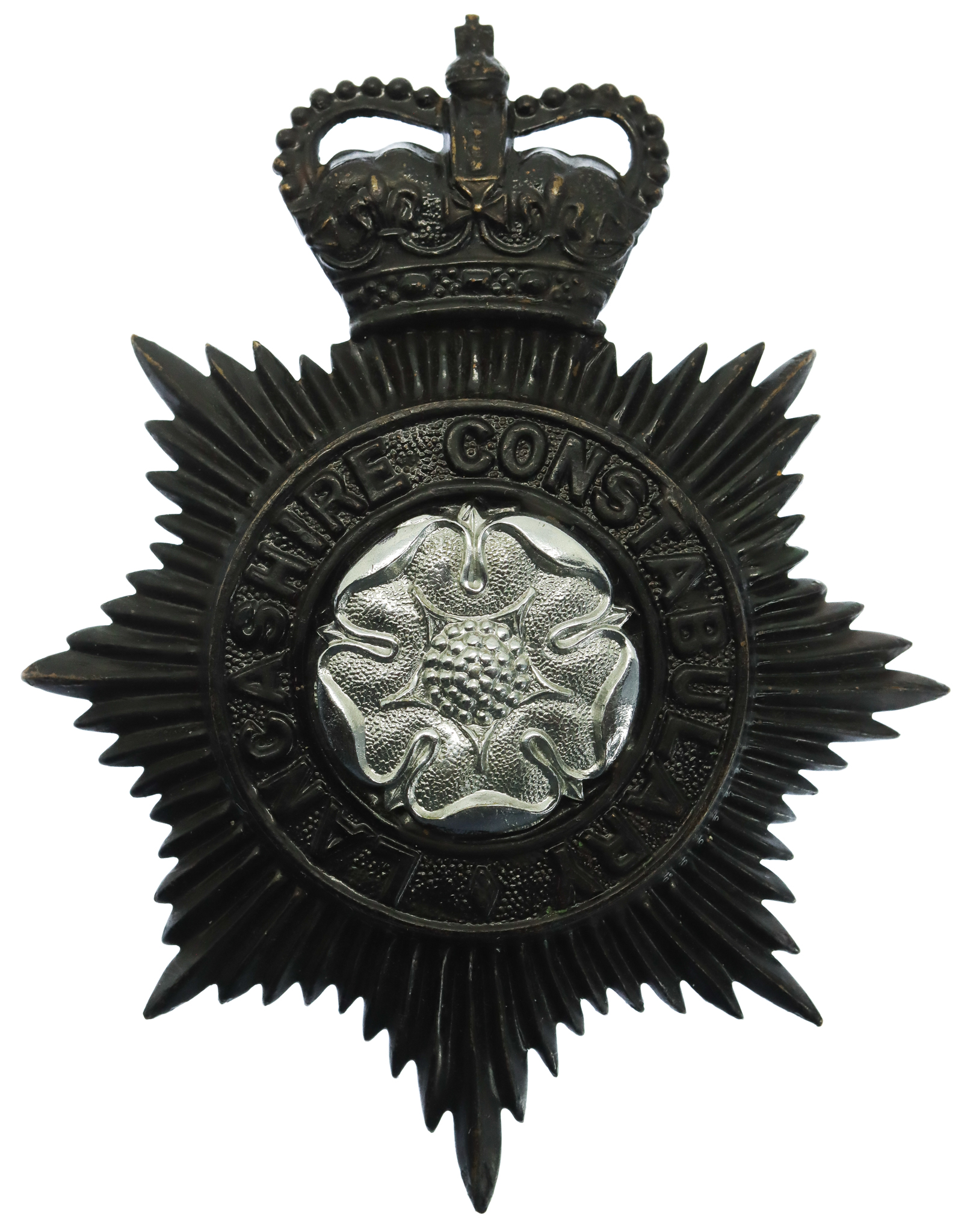 Lancashire Constabulary Night Helmet Plate- Queen's Crown