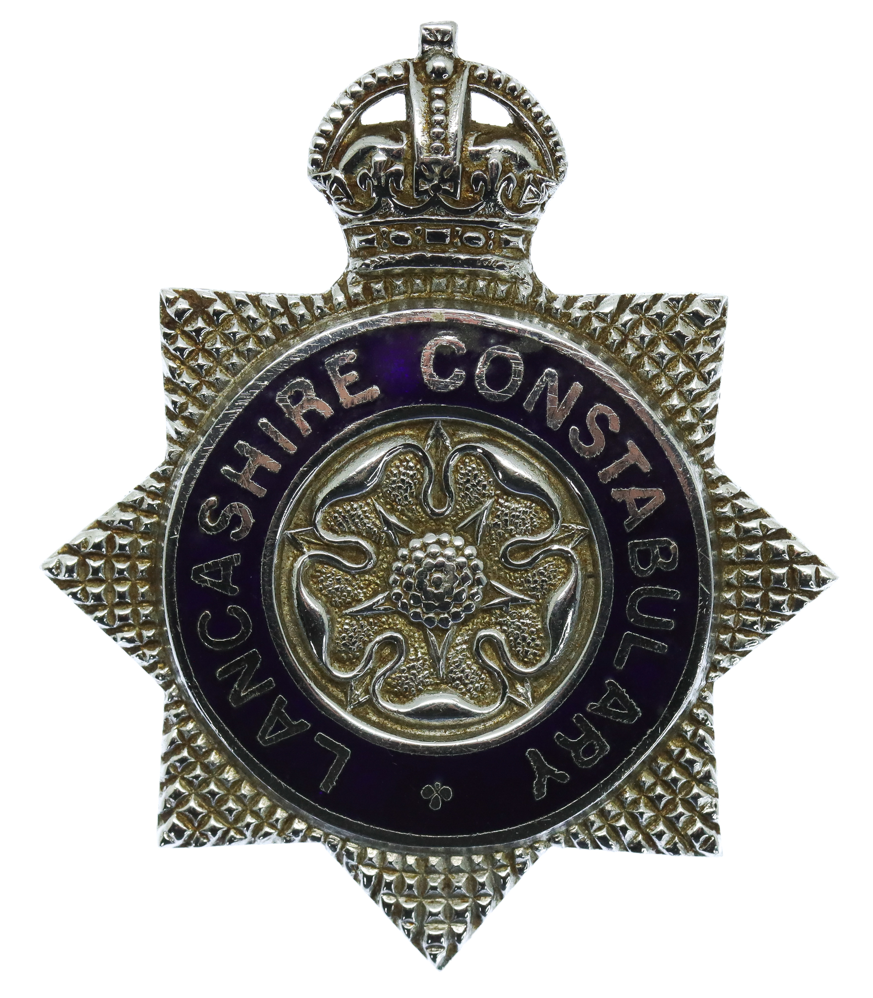 Lancashire Constabulary Senior Officer's  Enamelled Cap Badge - King's Crown