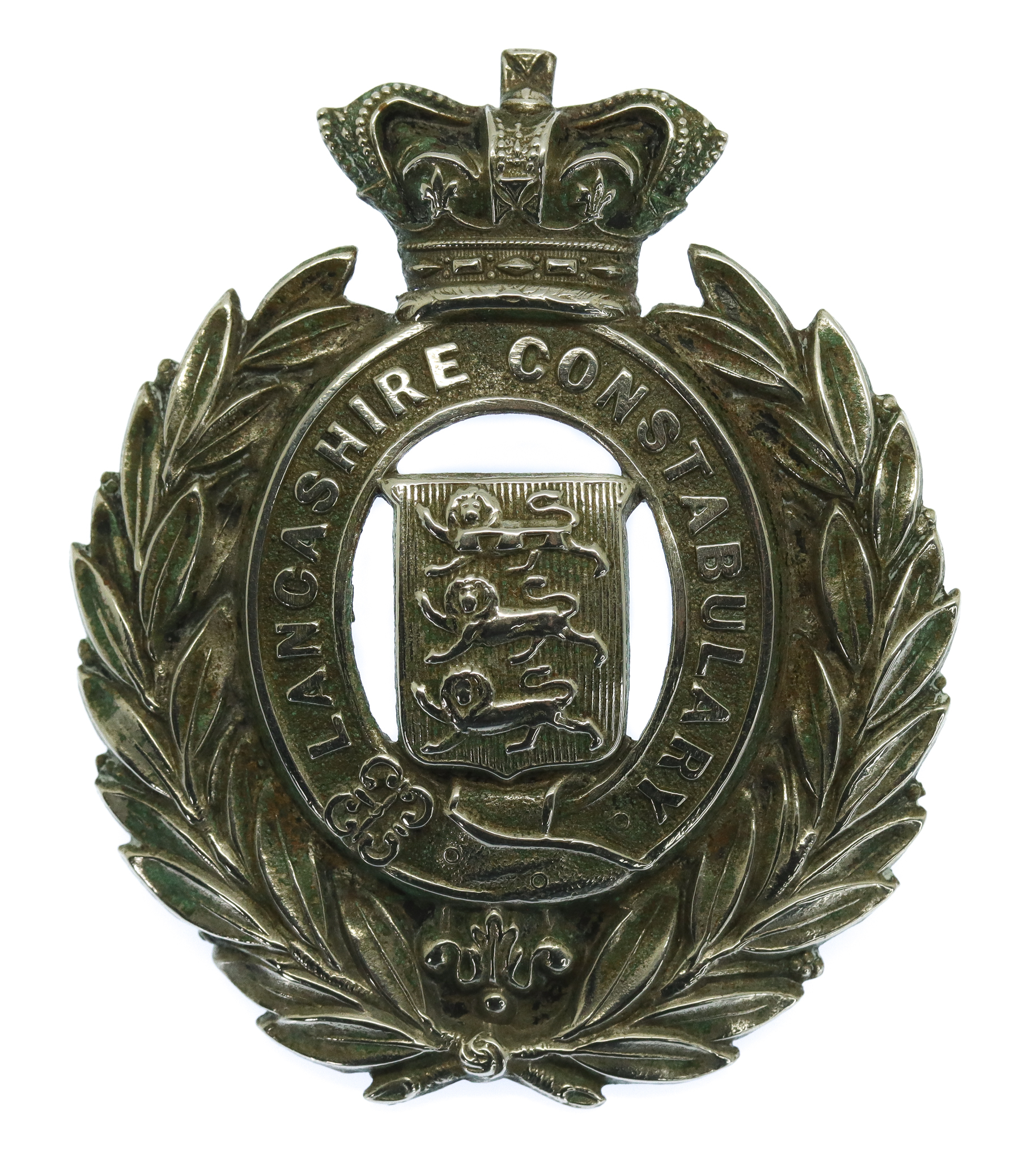 Victorian Lancashire Constabulary Wreath Helmet Plate