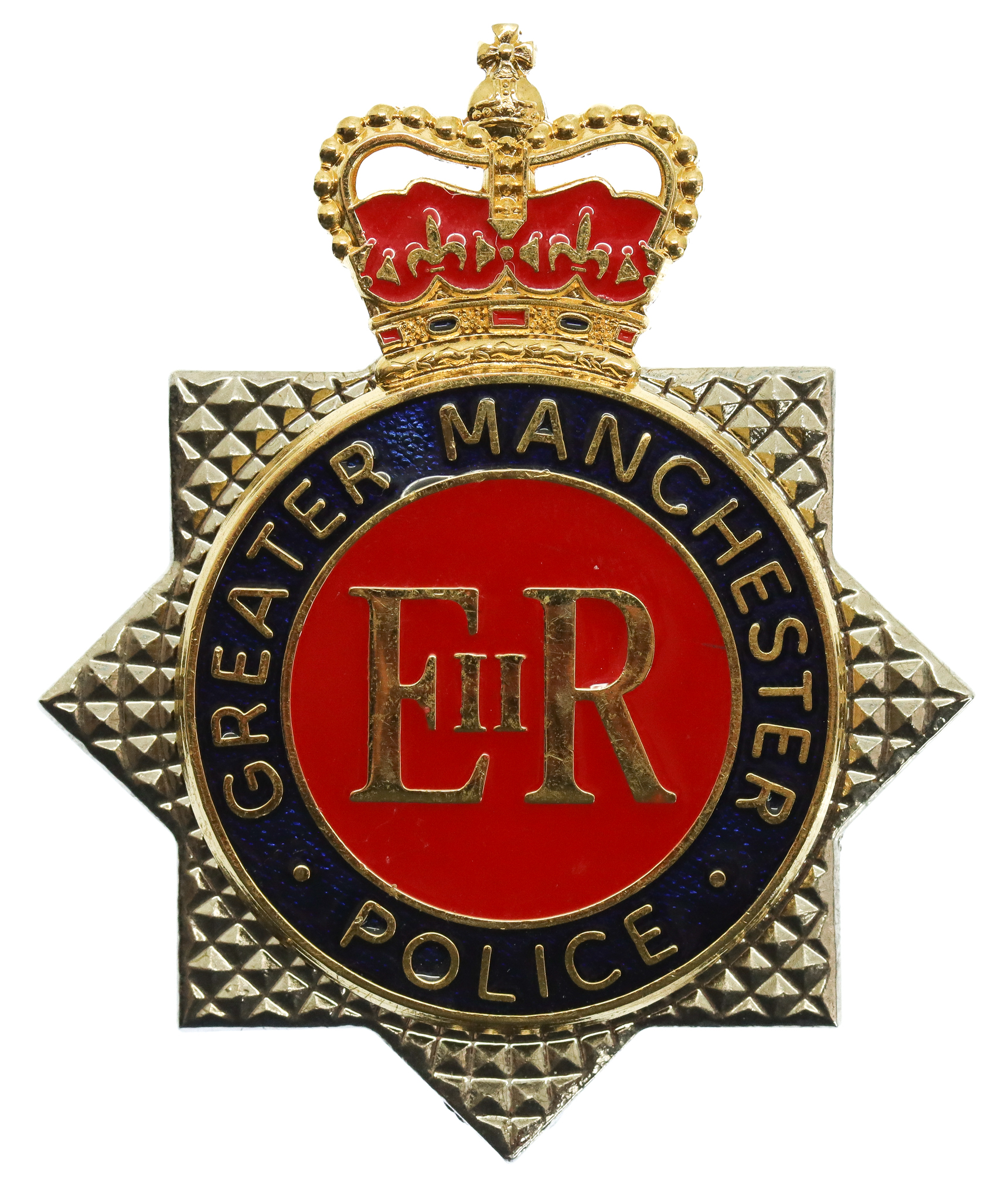 Greater Manchester Police Enamelled Star Cap Badge - Queen's Crown