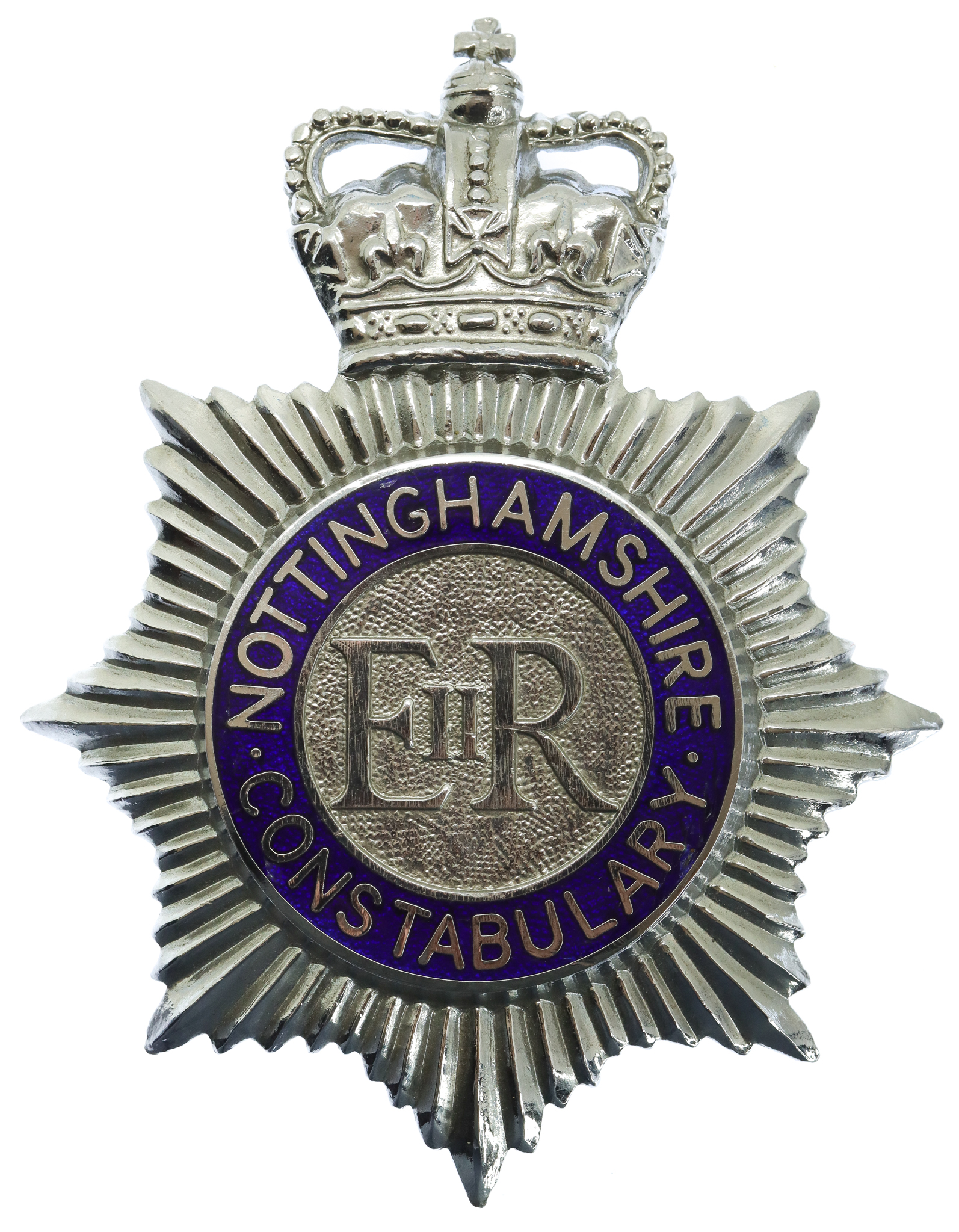 Nottinghamshire Constabulary Enamelled Helmet Plate - Queen's Crown