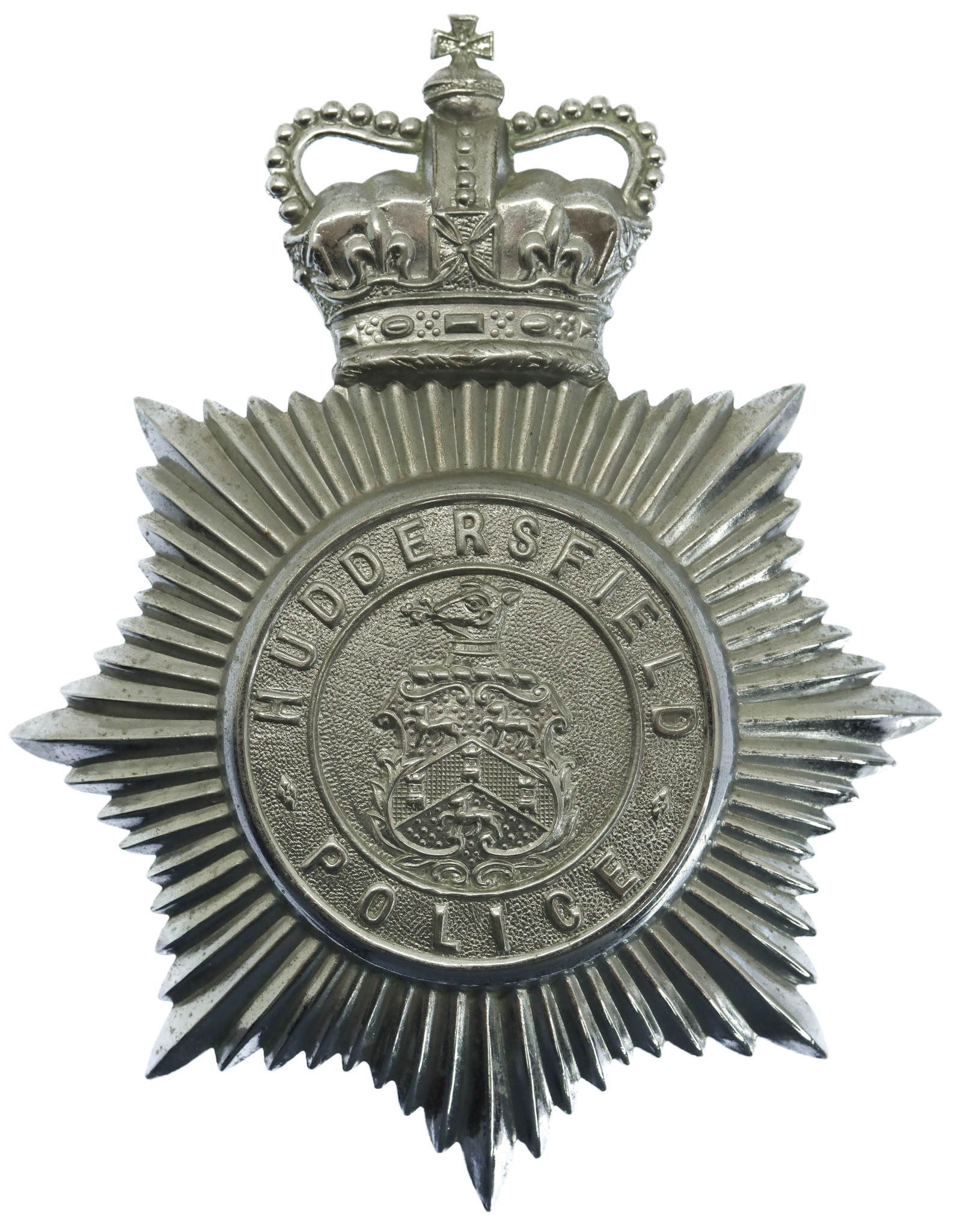 Huddersfield Police Helmet Plate - Queen's Crown