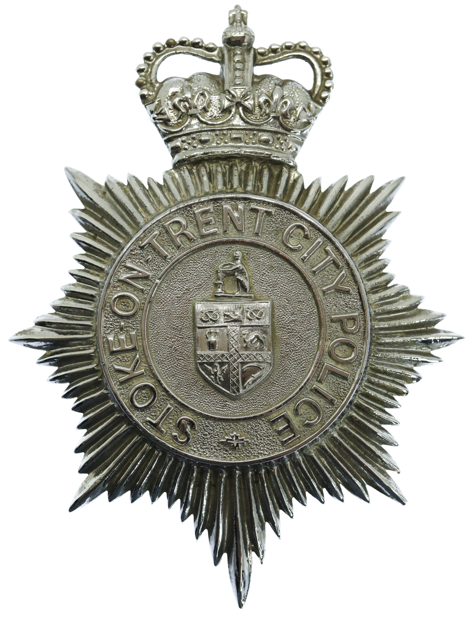 Stoke-on-Trent City Police Helmet Plate - Queen's Crown