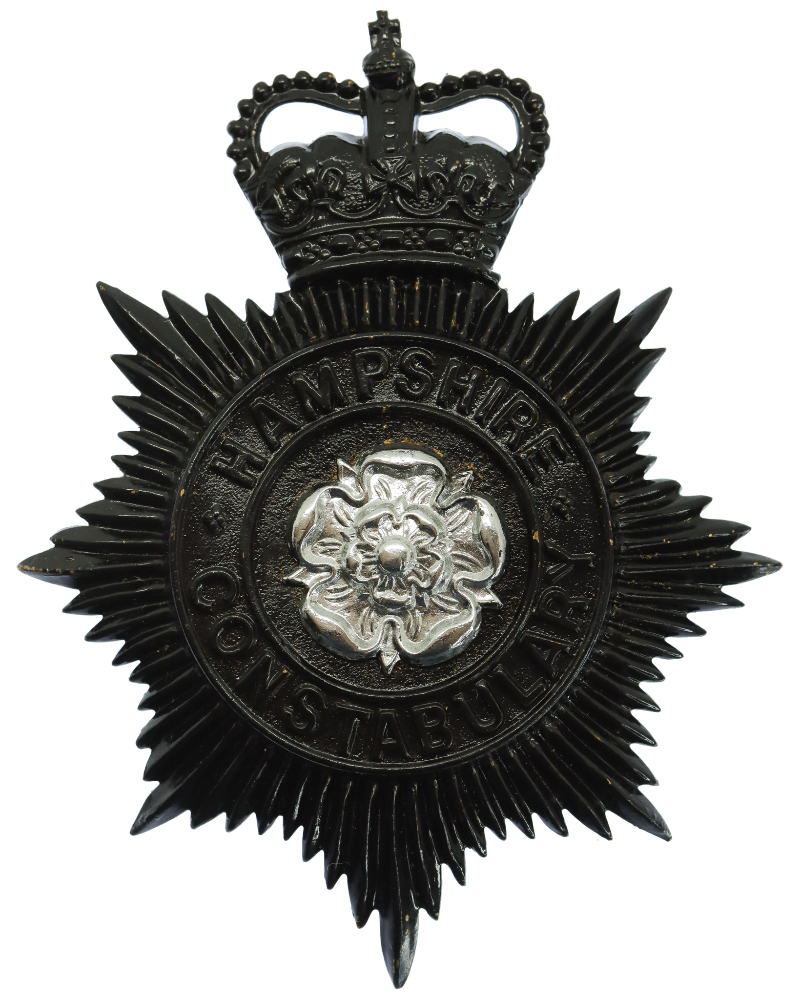 Hampshire Constabulary Night Helmet Plate - Queen's Crown