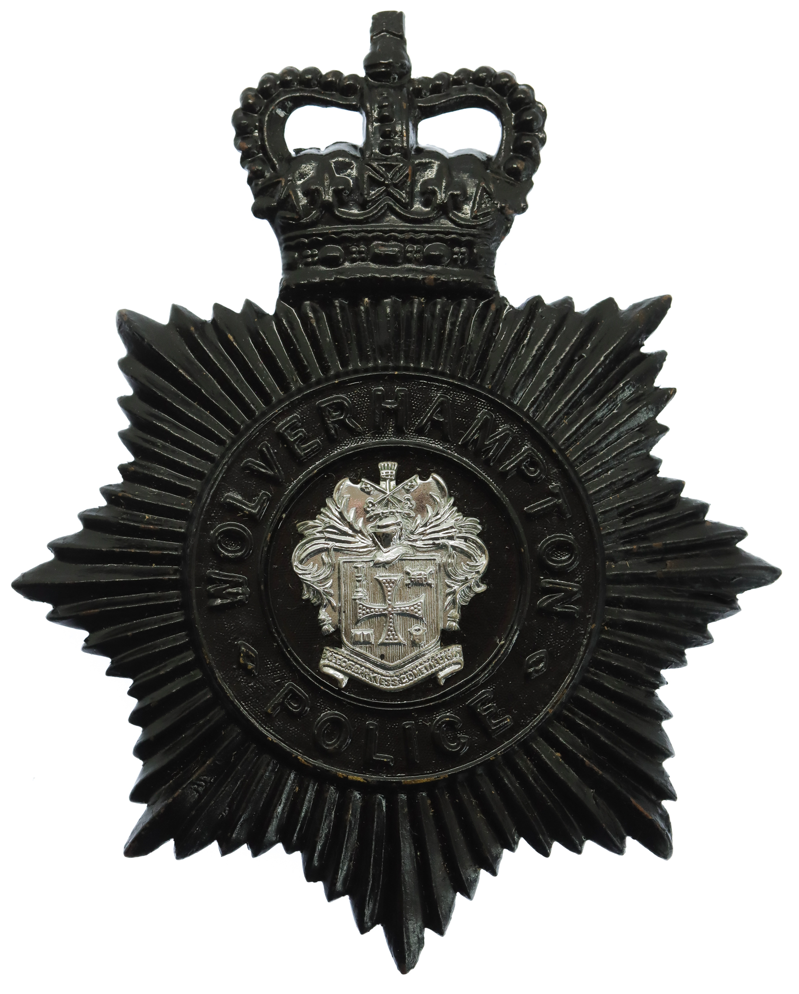 Wolverhampton Police Night Helmet Plate - Queen's Crown