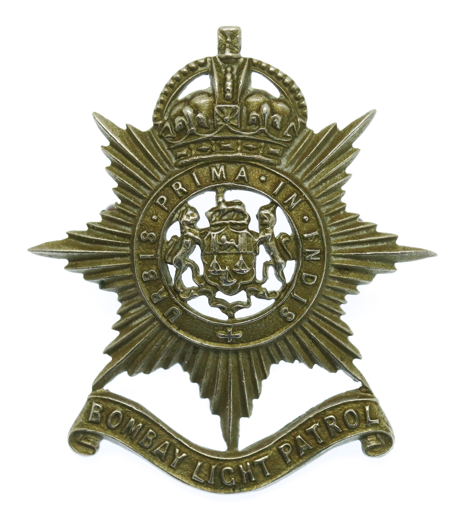 Indian Army Bombay Light Patrol Cap Badge - King's Crown