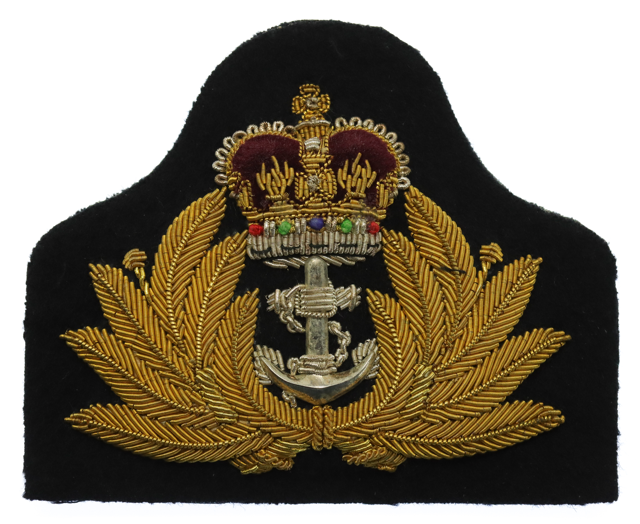 Royal Navy Officer's Bullion Cap Badge - Queen's Crown