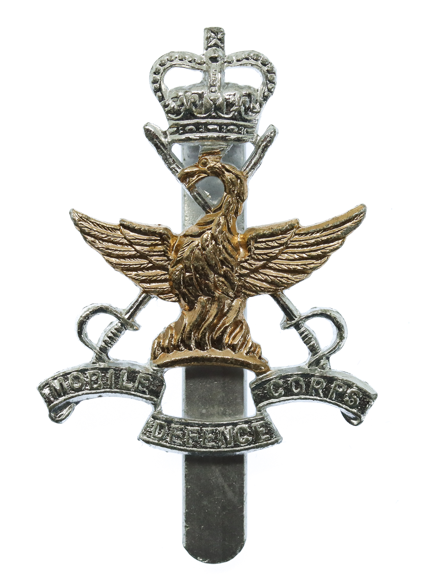 Mobile Defence Corps Anodised (Staybrite) Cap Badge