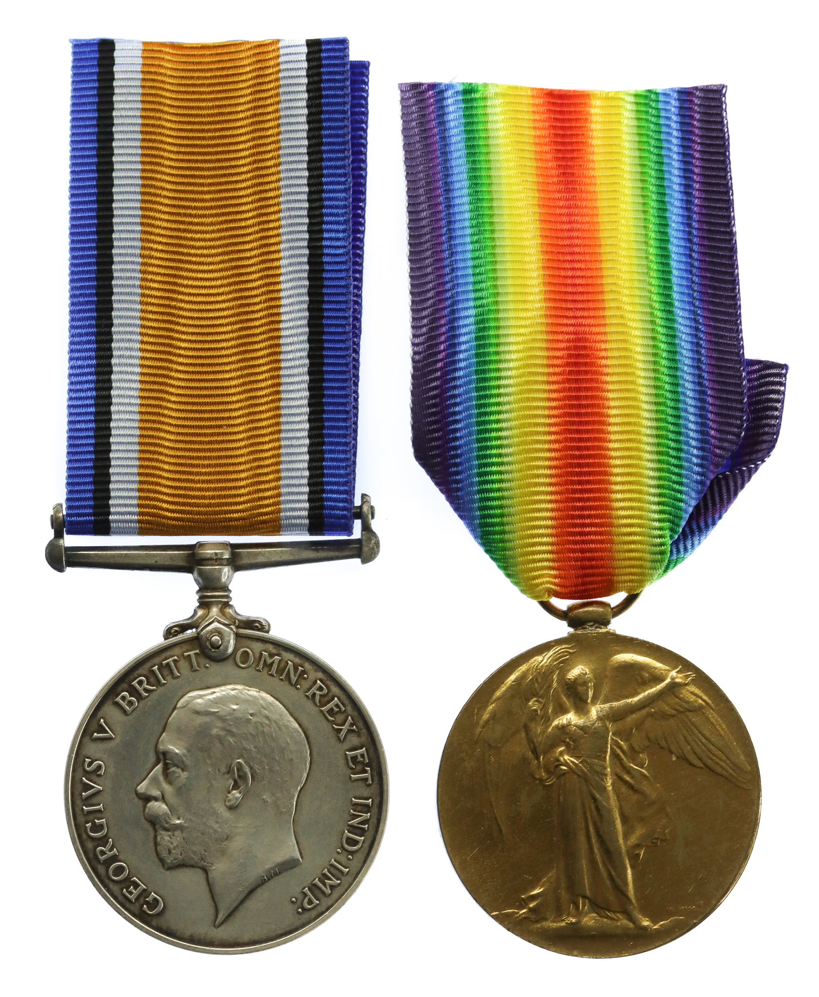 WW1 British War & Victory Medal Pair - Pte. S. Herrington, 2nd Bn. Worcestershire Regiment - K.I.A. 27/1/15 (?)
