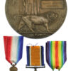 WW1 1914-15 Star, British War Medal, Victory Medal and Memorial Plaque - Bmbr. A.G. Aylward, Royal Field Artillery - K.I.A. 1/10/17