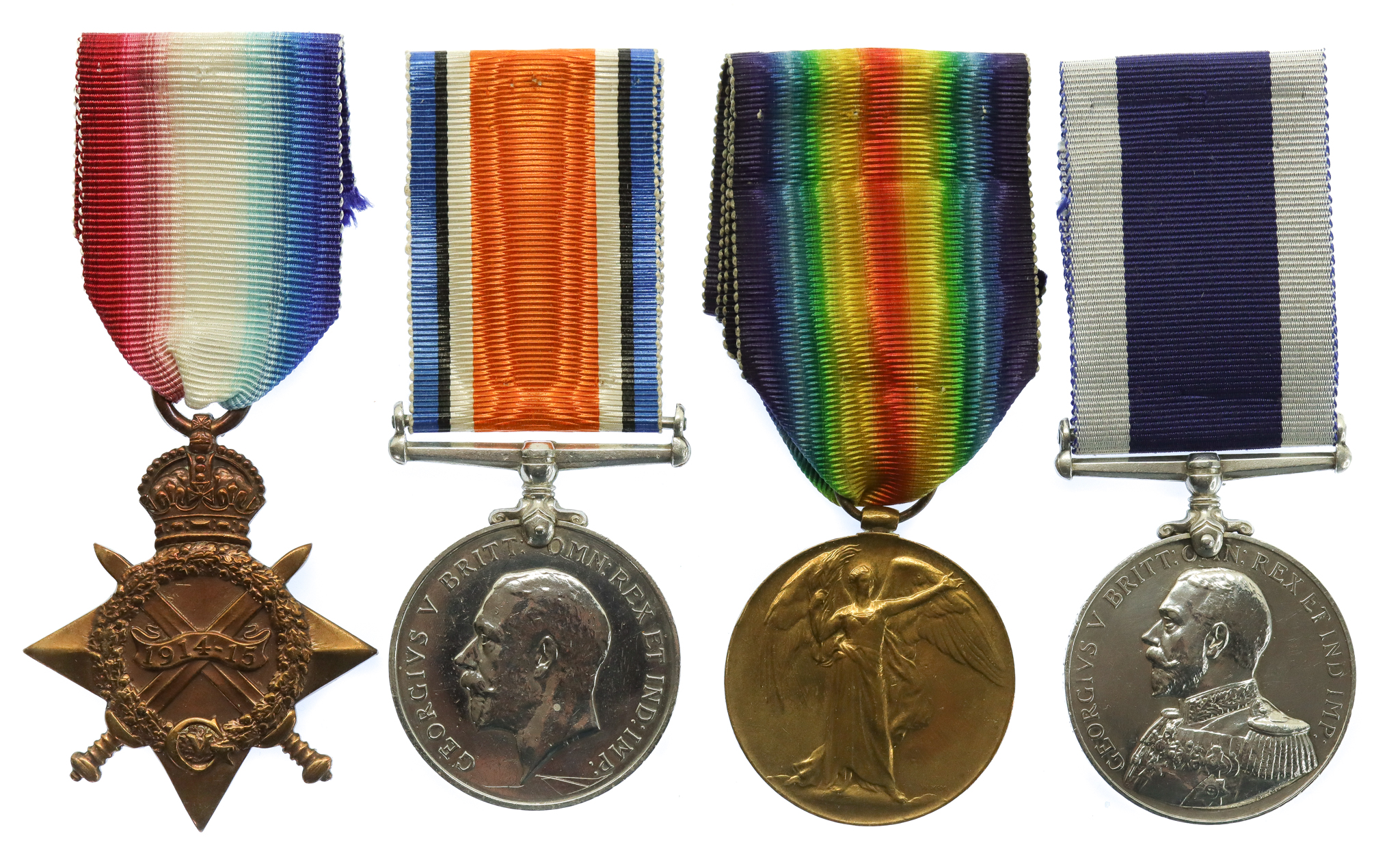 WW1 1914-15 Star, British War Medal, Victory Medal & R.N. Long Service & Good Conduct Medal Group of Four - Senior Petty Officer M. Pike, Royal Navy, HMS Cormorant