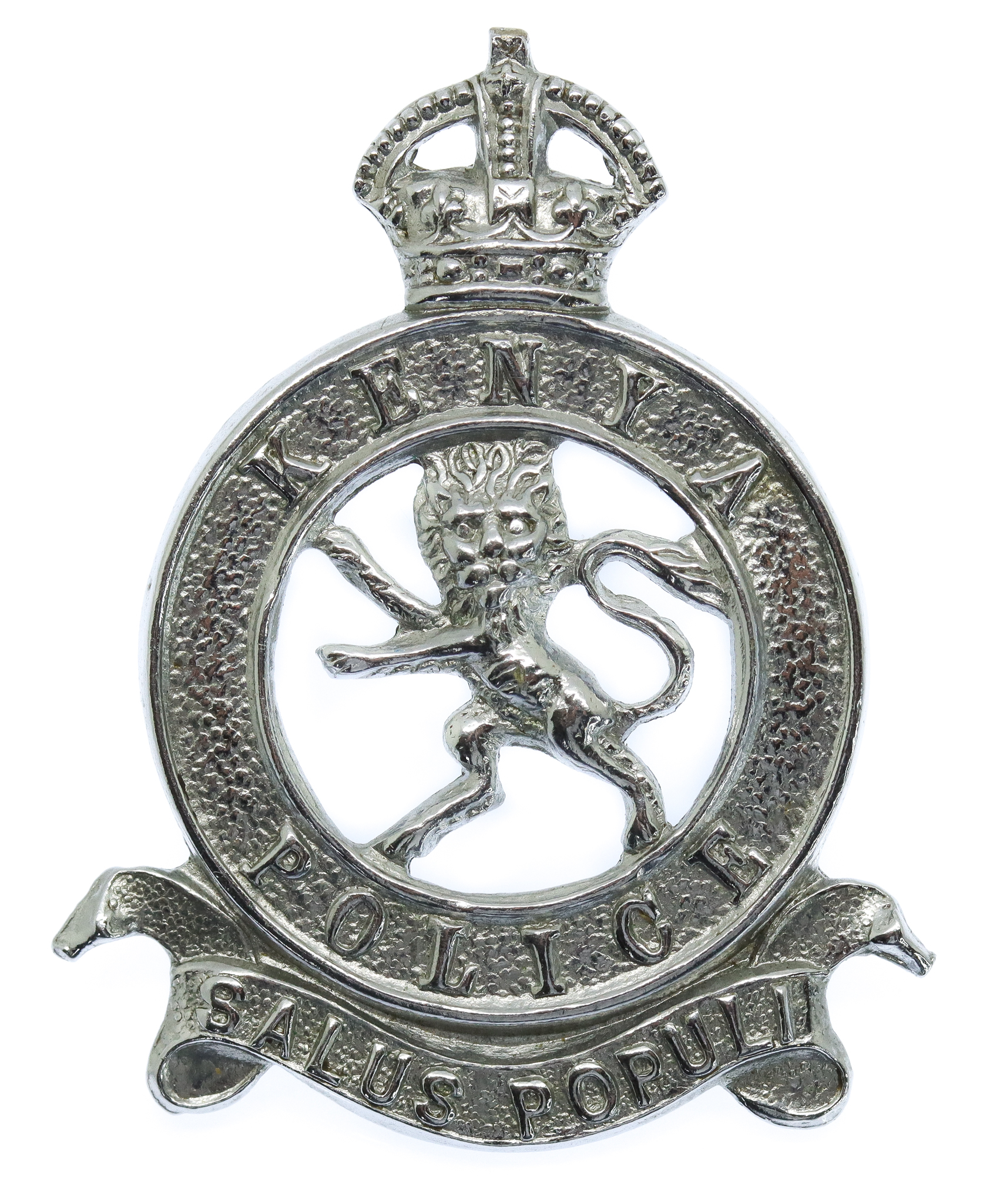 Kenya Police Chrome Cap Badge - King's Crown