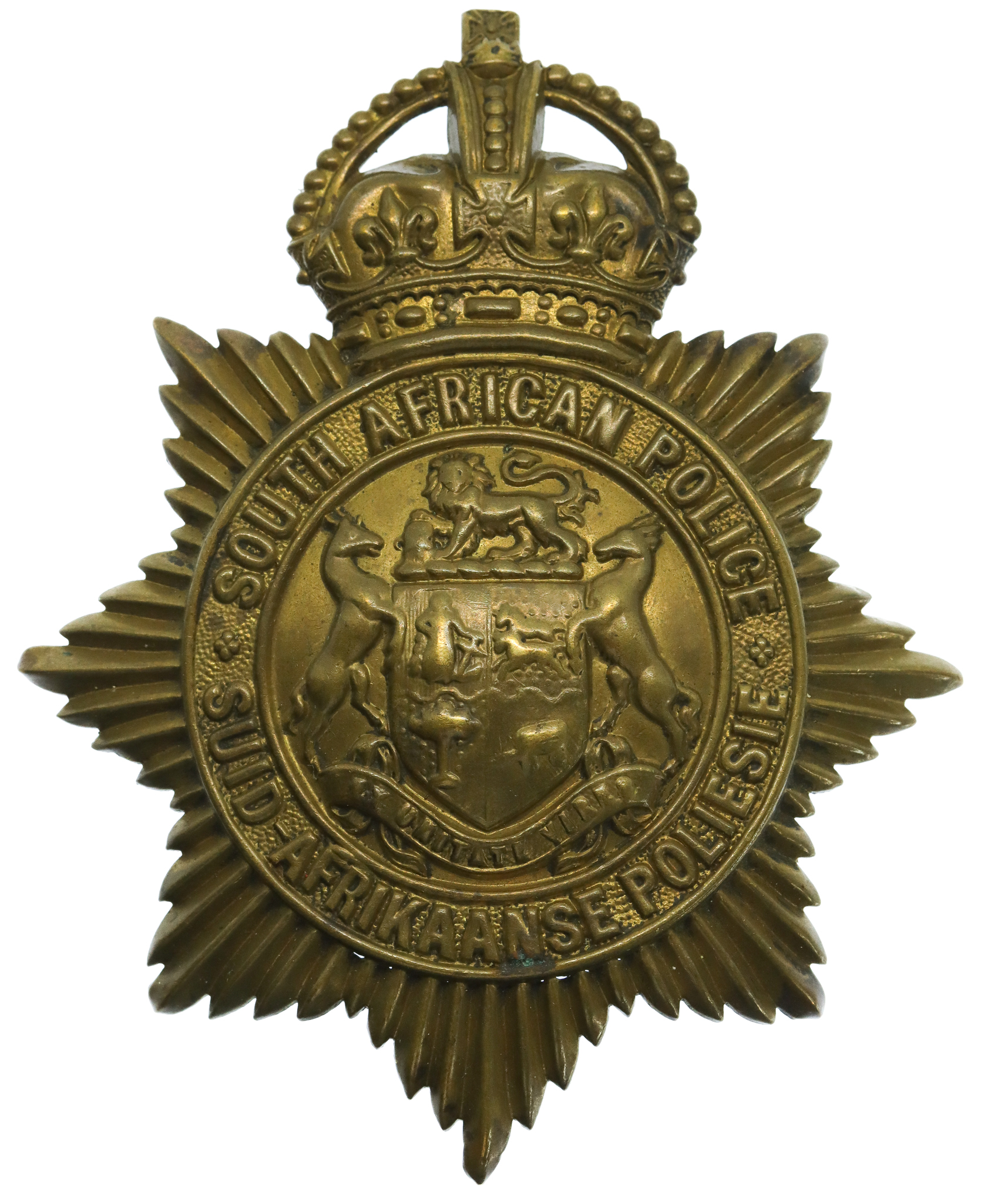 South African Police Helmet Plate - King's Crown (c.1926-31)