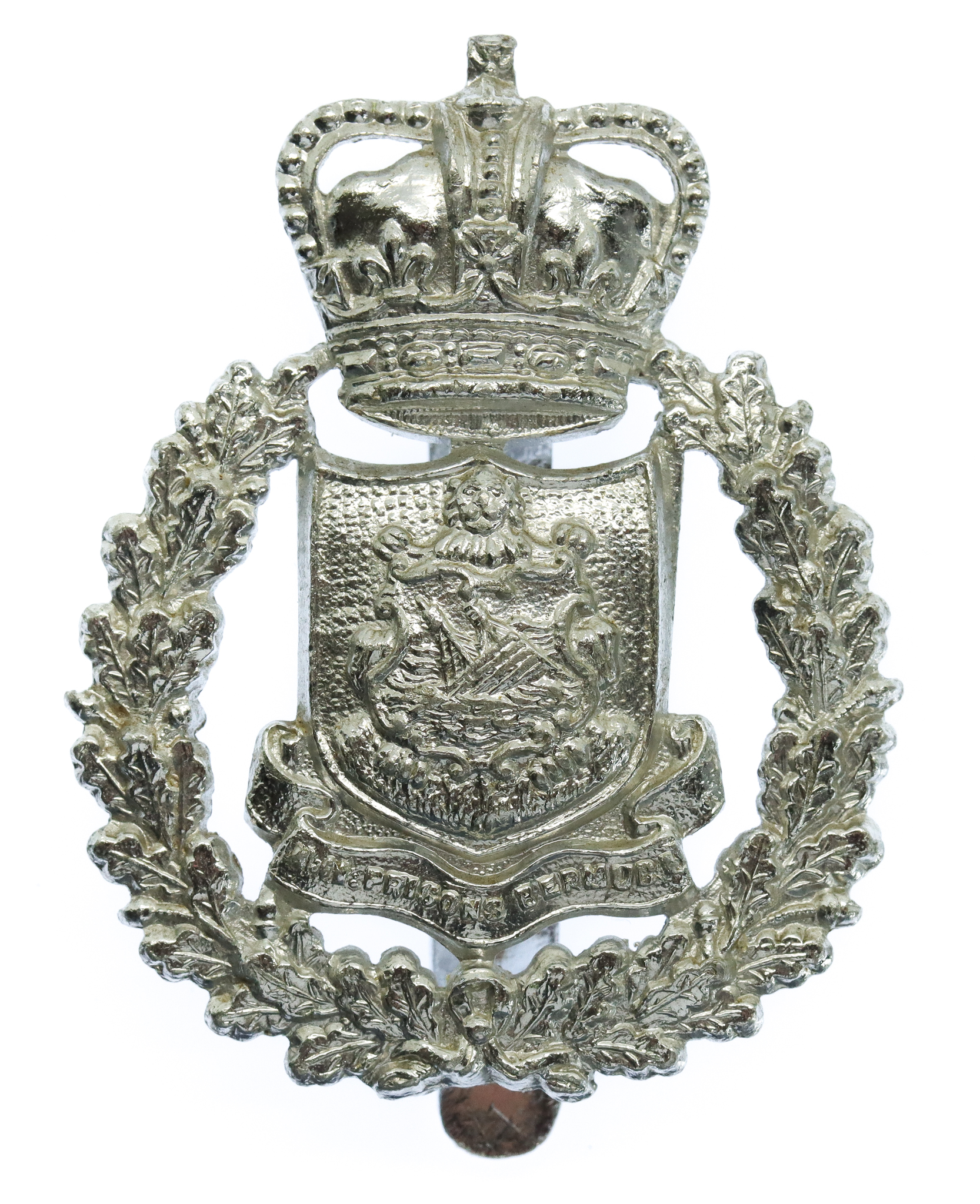 Bermuda Prison Service Anodised (Staybrite) Cap Badge - Queen's Crown