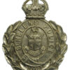 St Helen's Police White Metal Wreath Helmet Plate - King's Crown