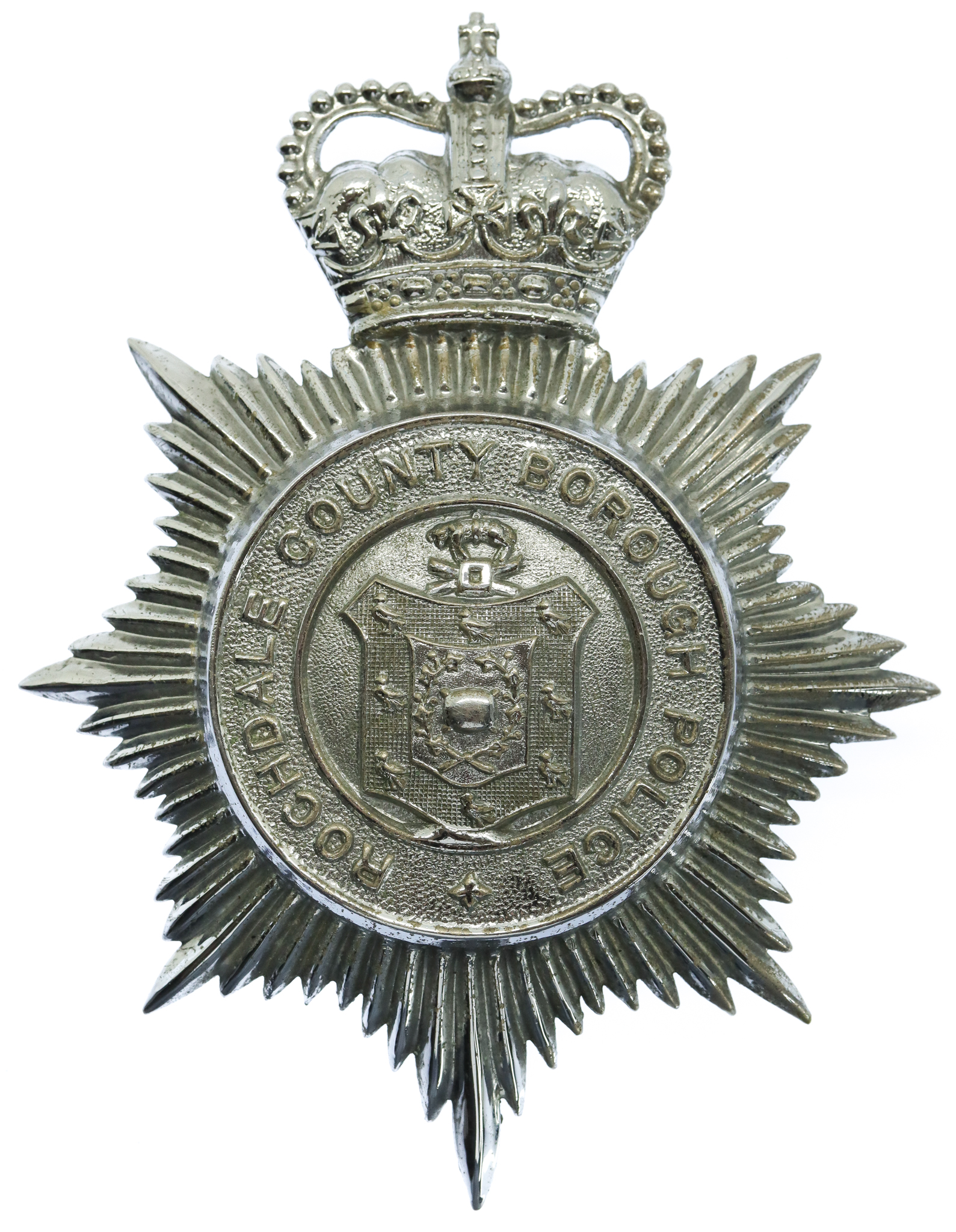 Rochdale County Borough Police Helmet Plate - Queen's Crown