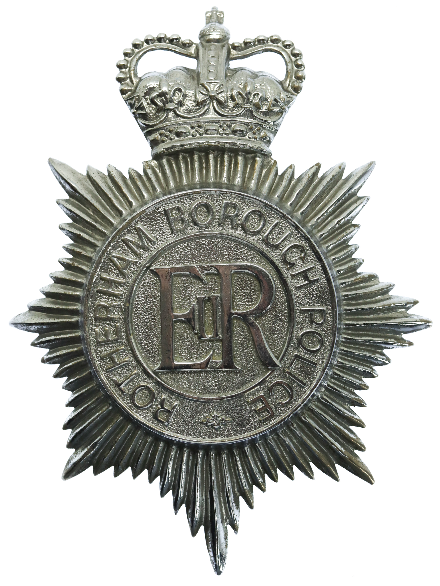 Rotherham Borough Police Helmet Plate - Queen's Crown (Missing one lug)
