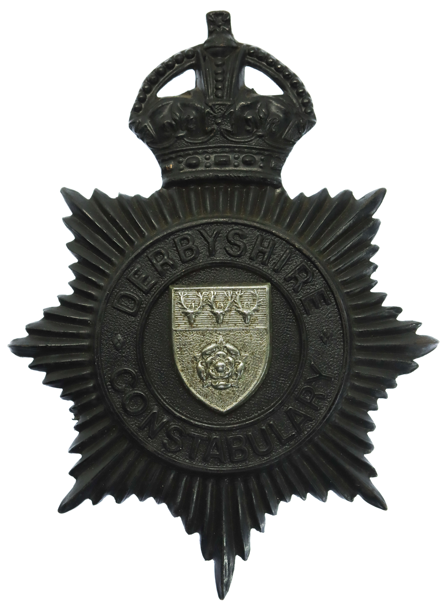 Derbyshire Constabulary Night Helmet Plate - King's Crown 
