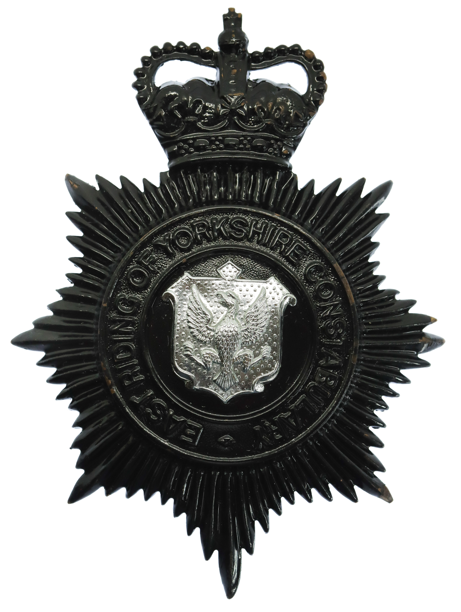 East Riding of Yorkshire Constabulary Night Helmet Plate - Queen's Crown