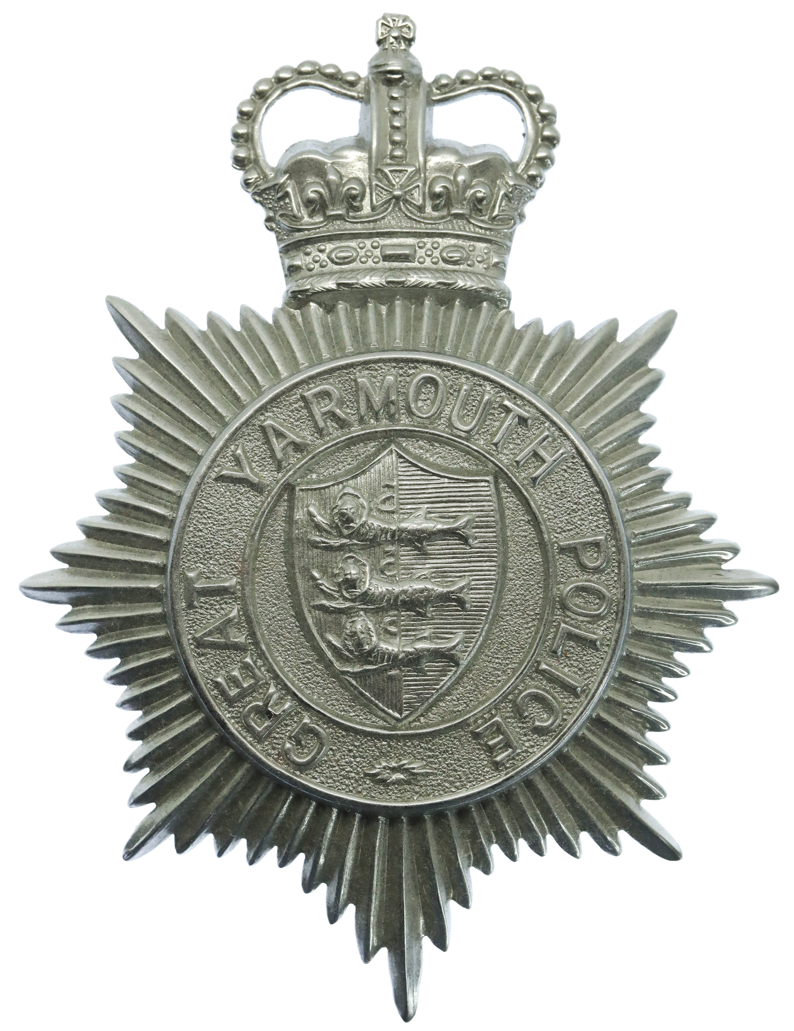 Great Yarmouth Police Helmet Plate - Queen's Crown