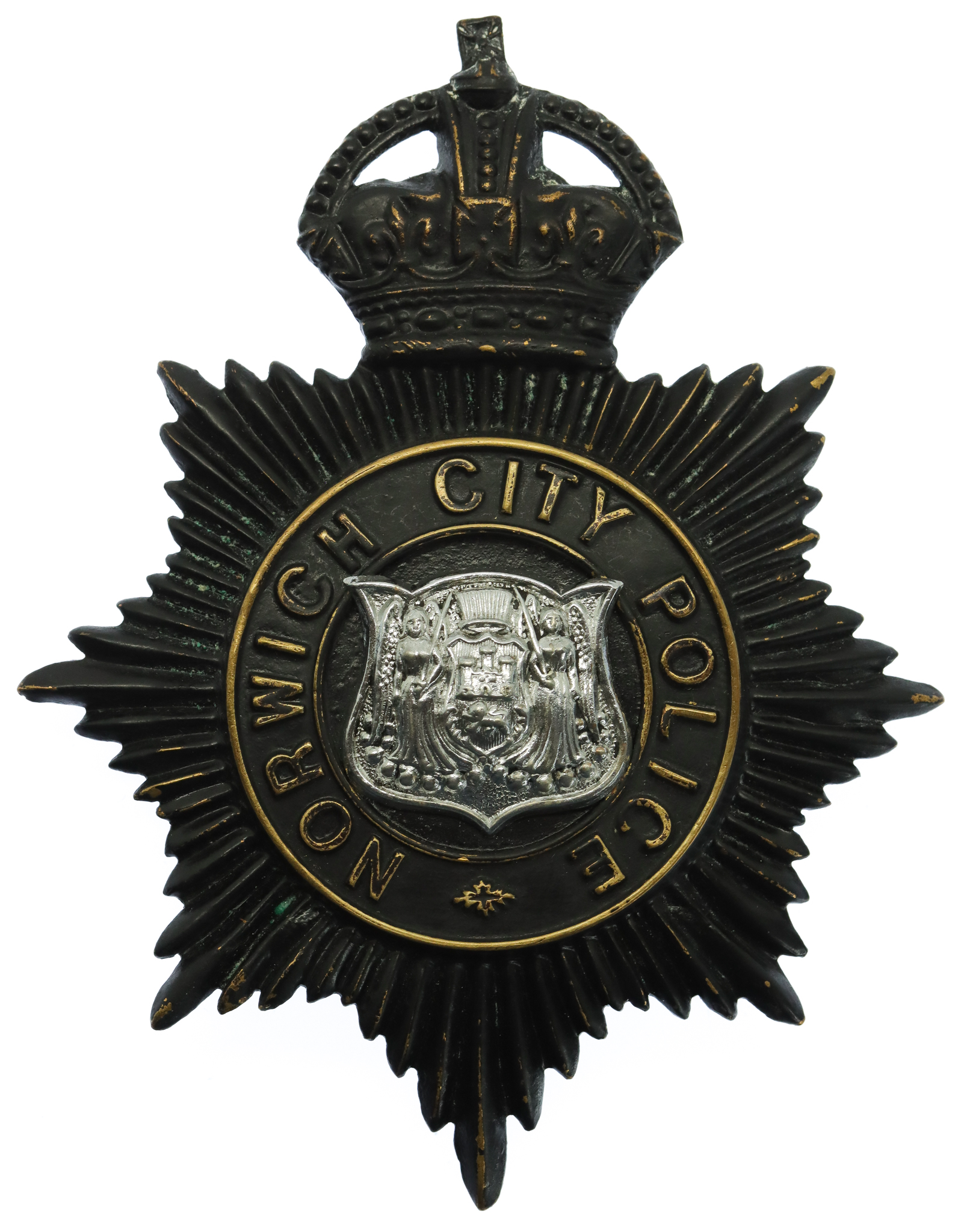 Norwich City Police Night Helmet Plate - King's Crown