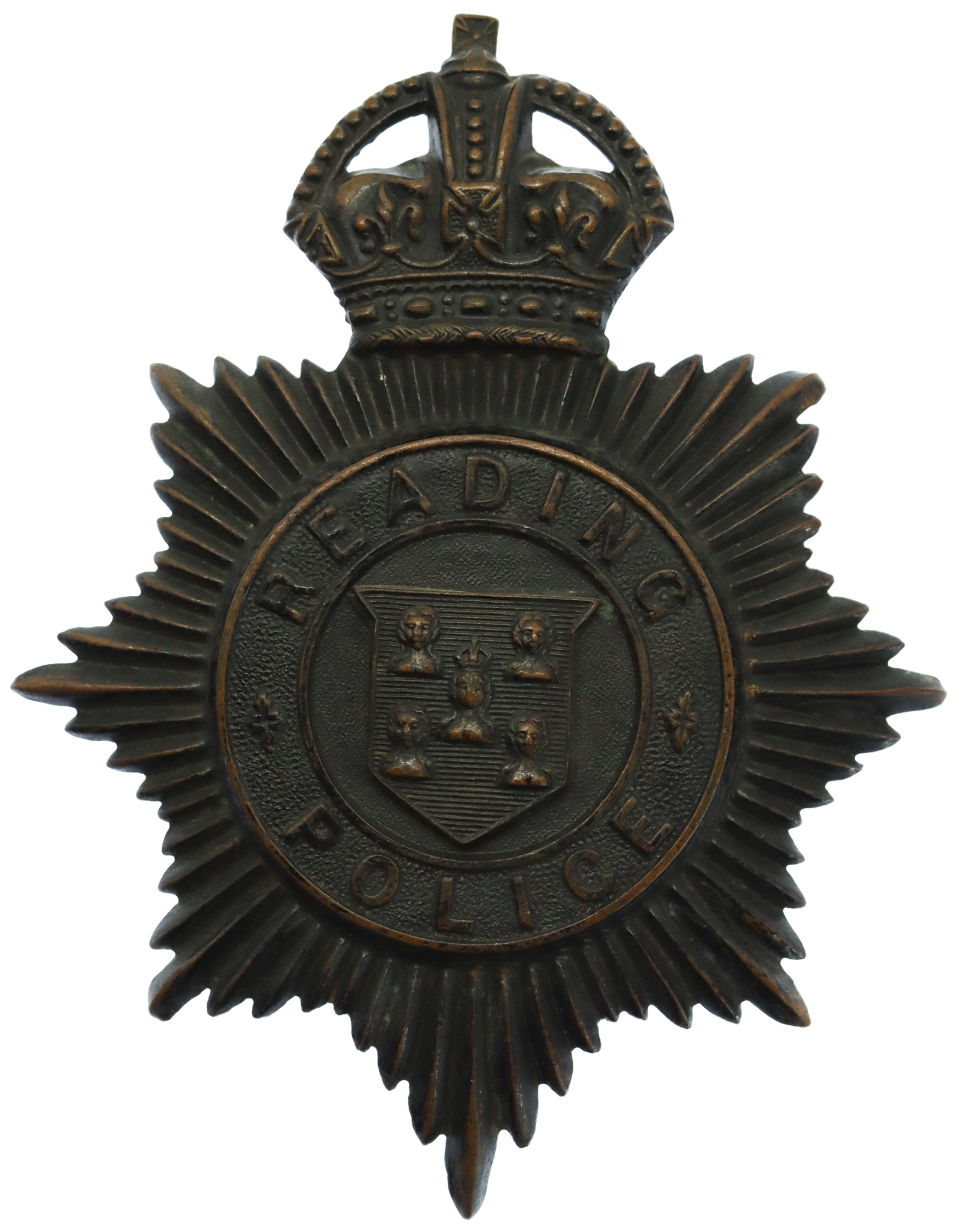 Reading Borough Police Night Helmet Plate - King's Crown