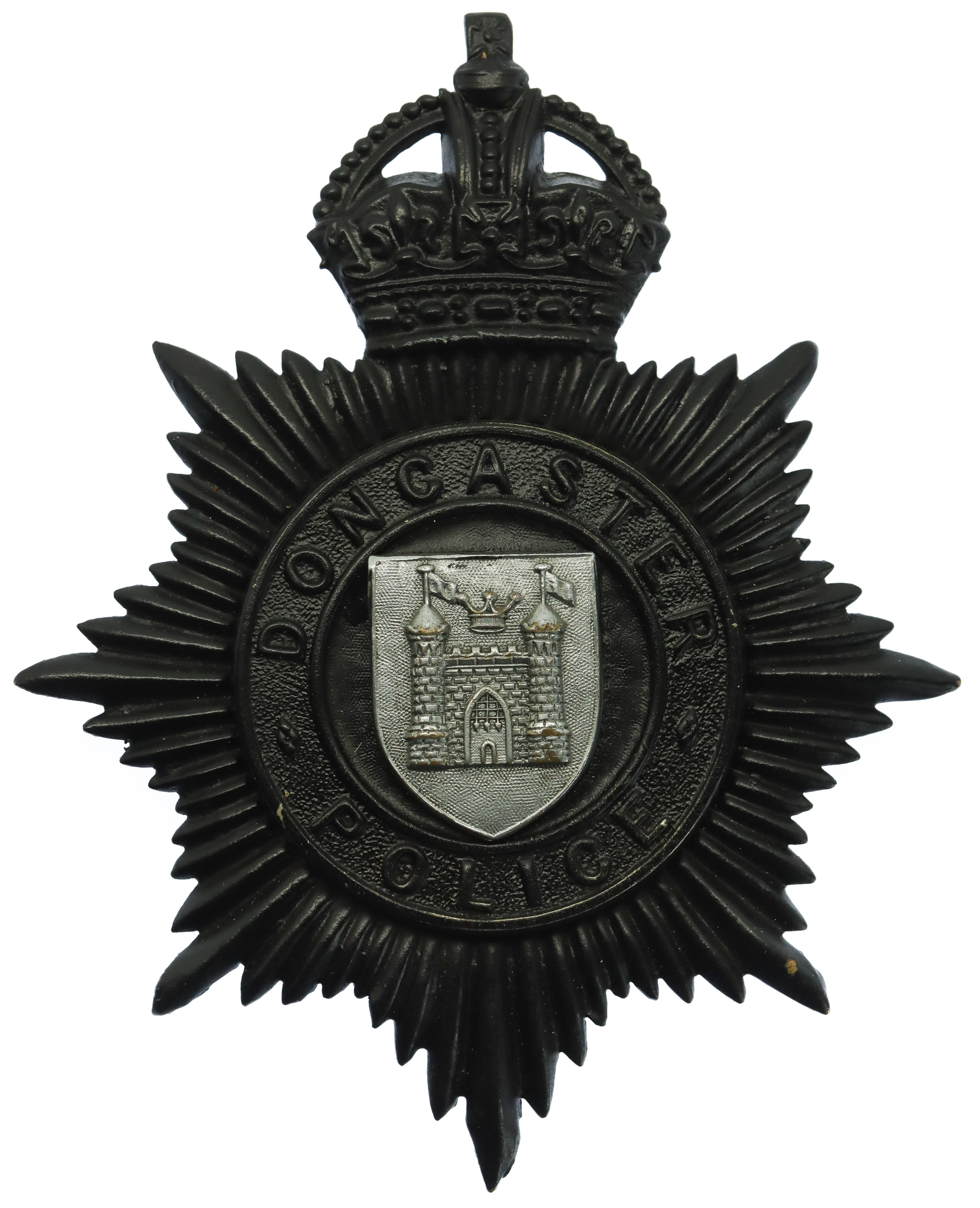 Doncaster Borough Police Night Helmet Plate - King's Crown