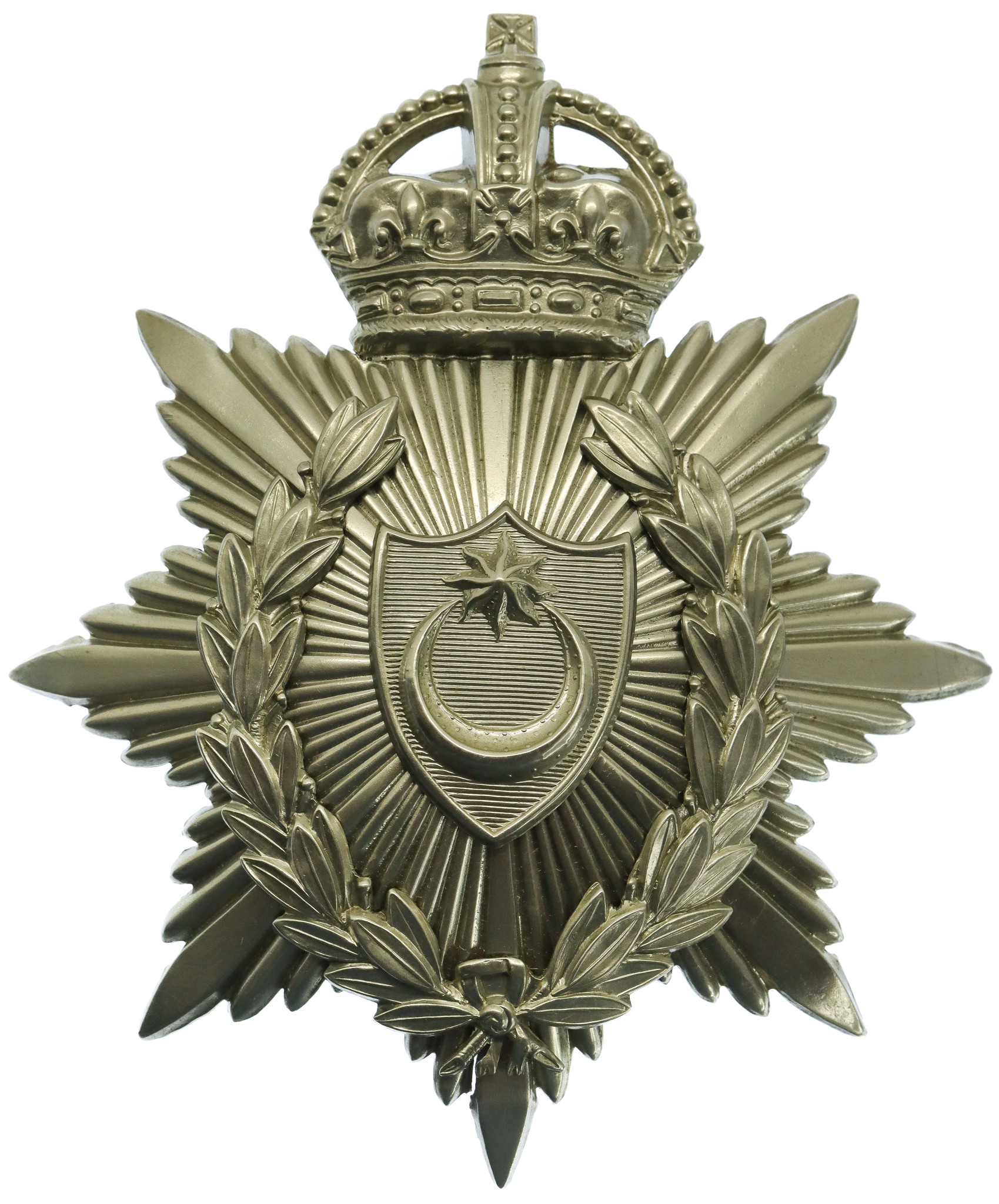 Portsmouth City Police Large Star Helmet Plate - King's Crown