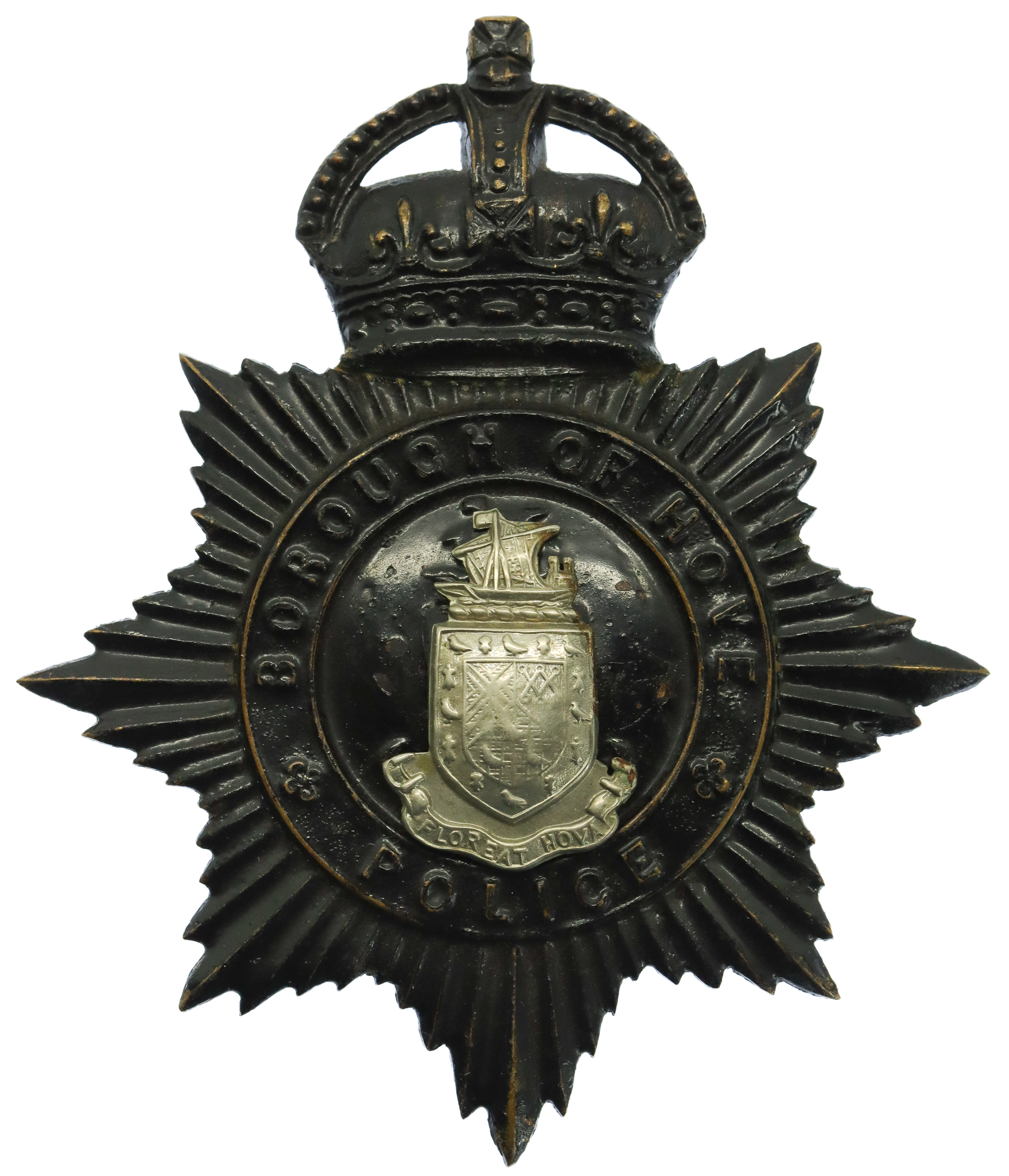 Borough of Hove Police Helmet Plate - King's Crown