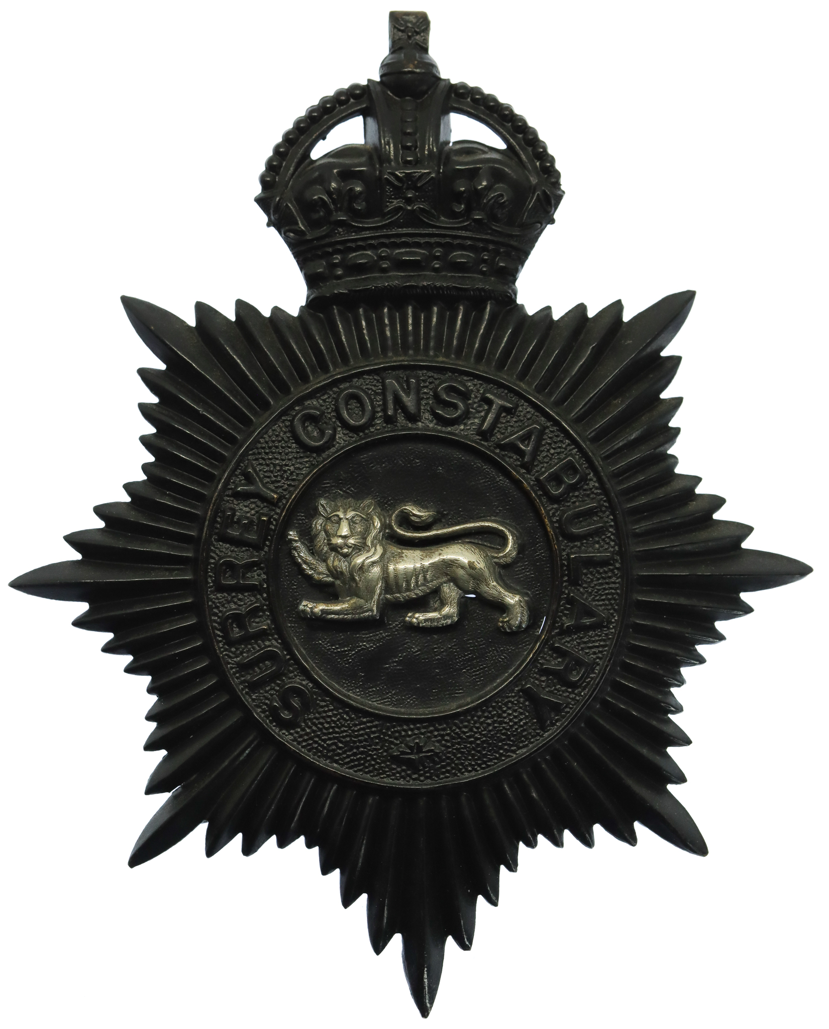 Surrey Constabulary Night Helmet Plate - King's Crown