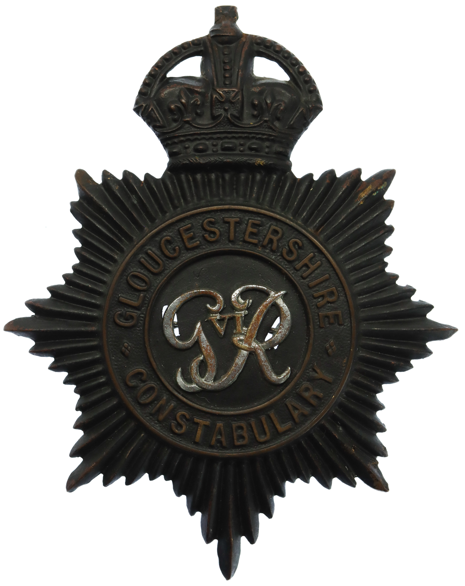 George VI Gloucestershire Constabulary Black Helmet Plate 