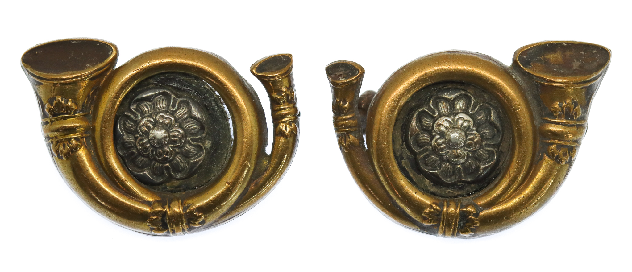 Pair of King's Own Yorkshire Light Infantry (K.O.Y.L.I.) Officer's Collar Badges