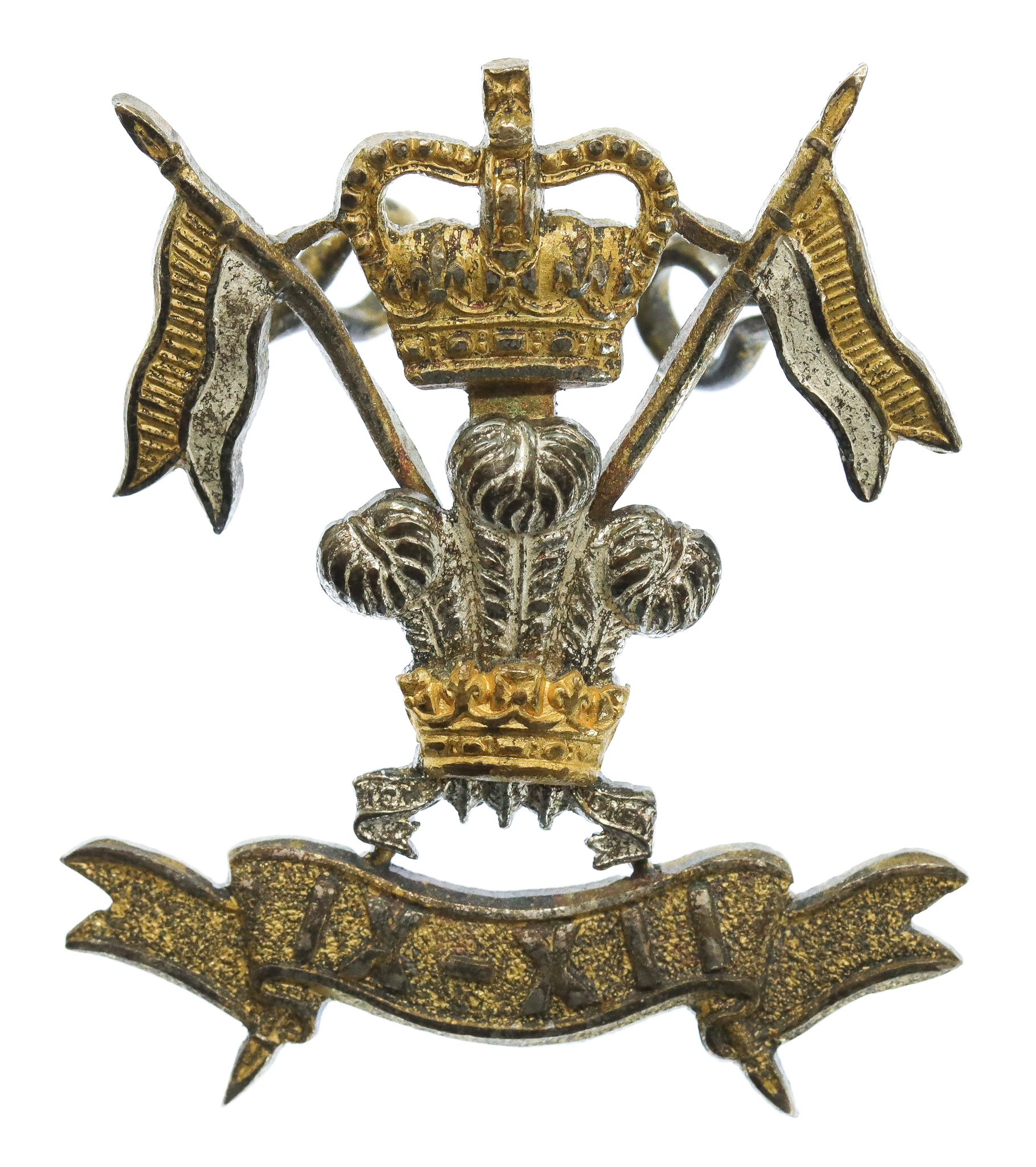 9th/12th Lancers Officer's Cap Badge - Queen's Crown