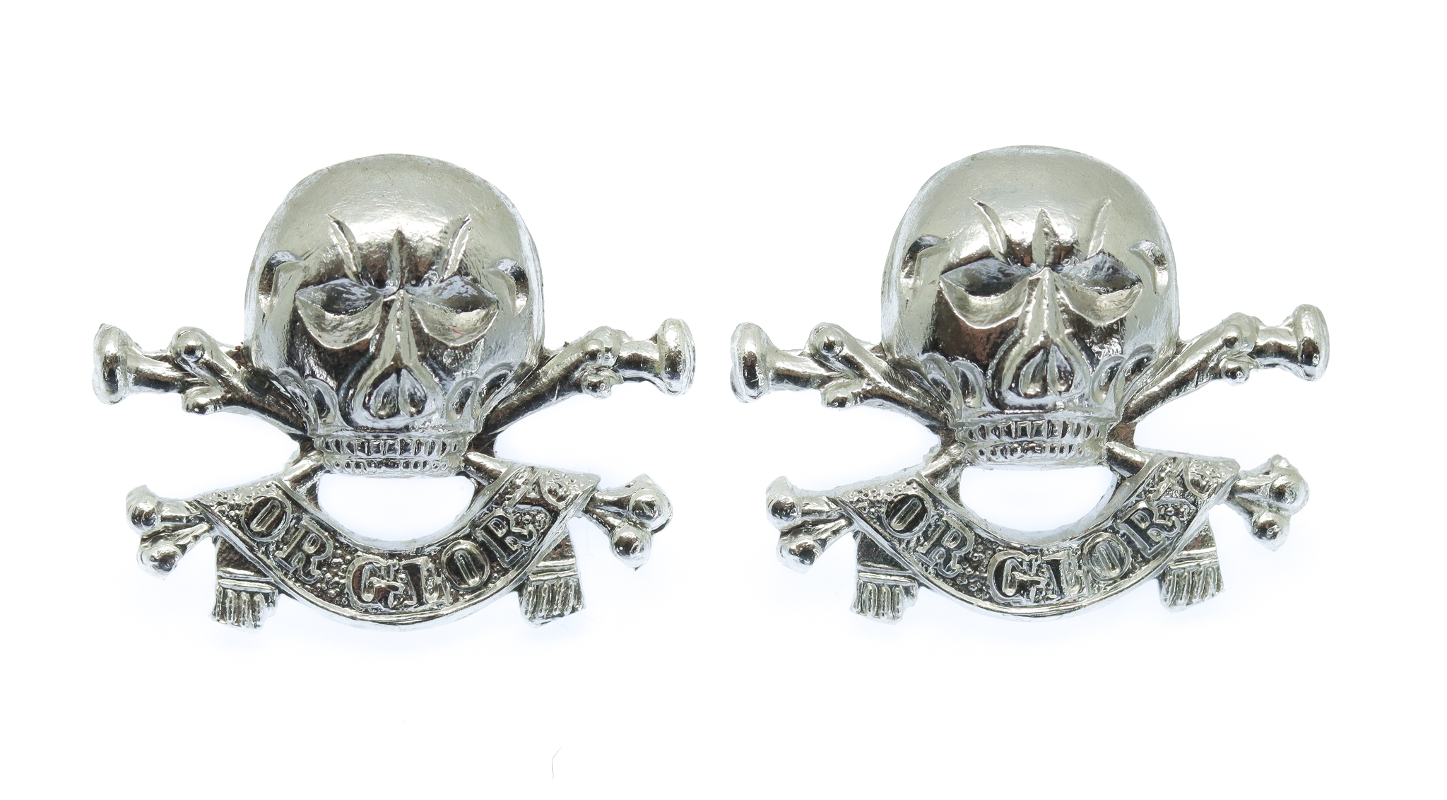 Pair of 17th/21st Lancers Anodised (Staybrite) Collar Badges