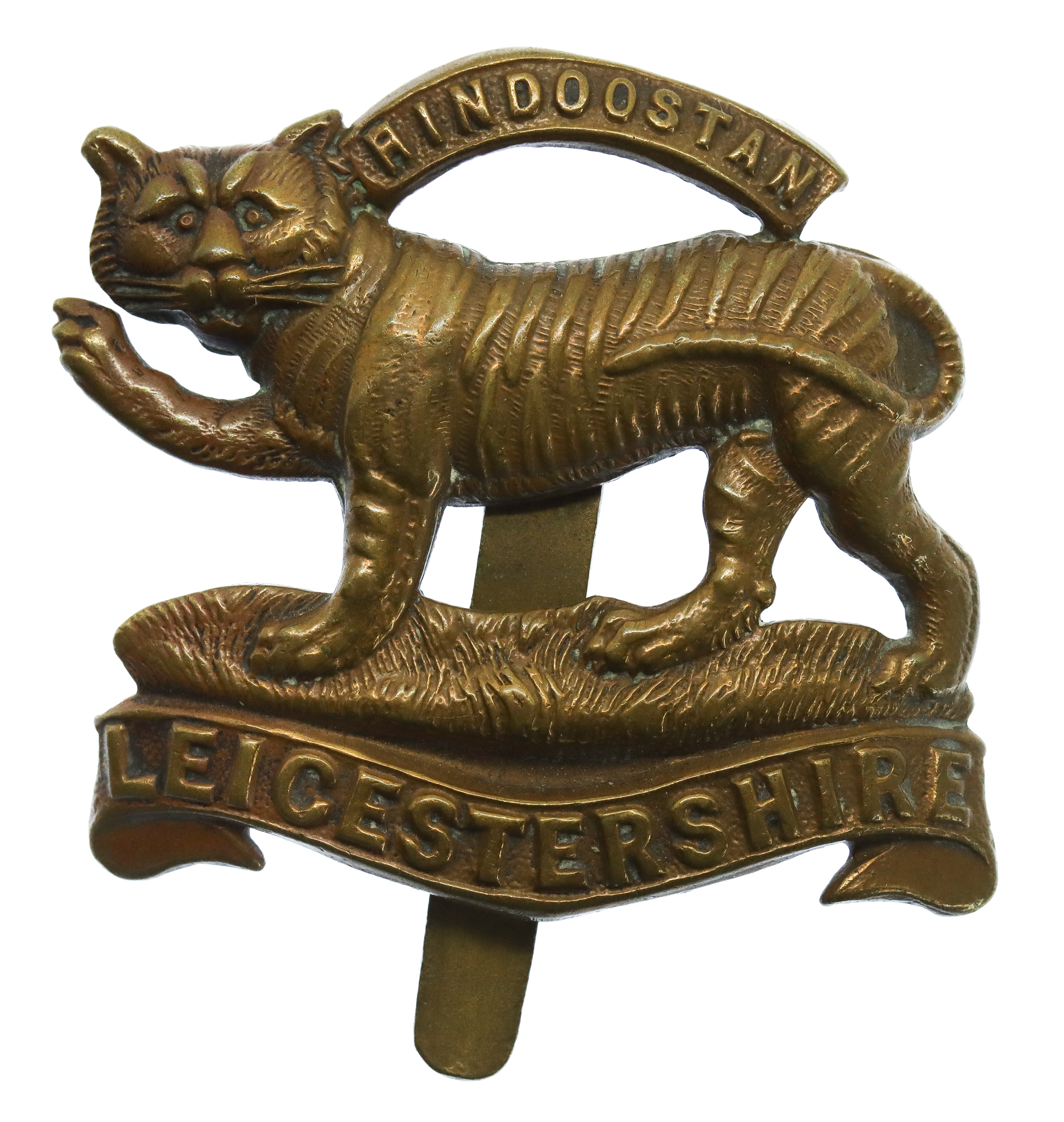 Leicestershire Regiment WW1 All Brass Economy Cap Badge
