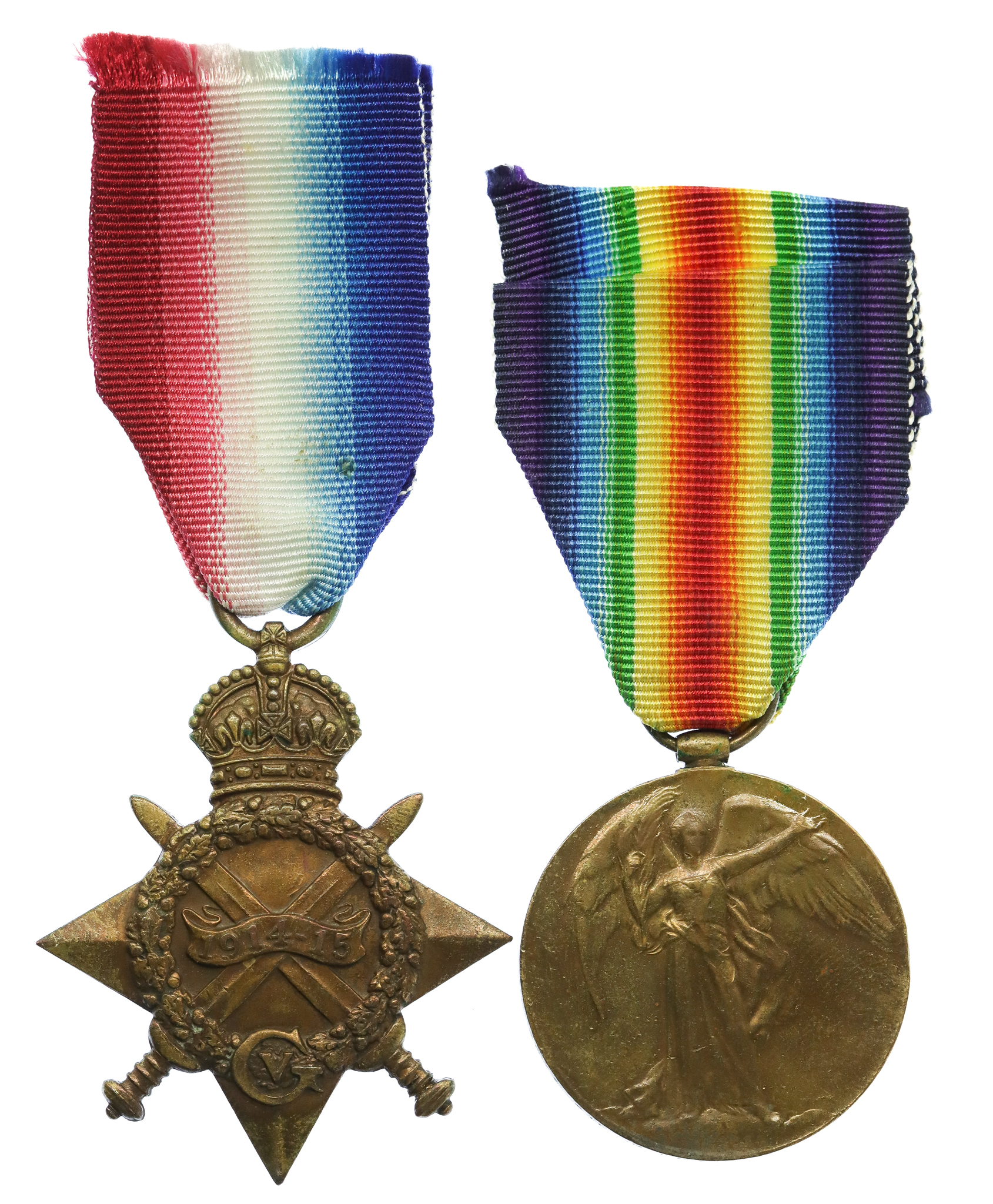 WW1 1914-15 Star & Victory Medal - Pte. W. Leonard, Lancashire Fusiliers - Wounded