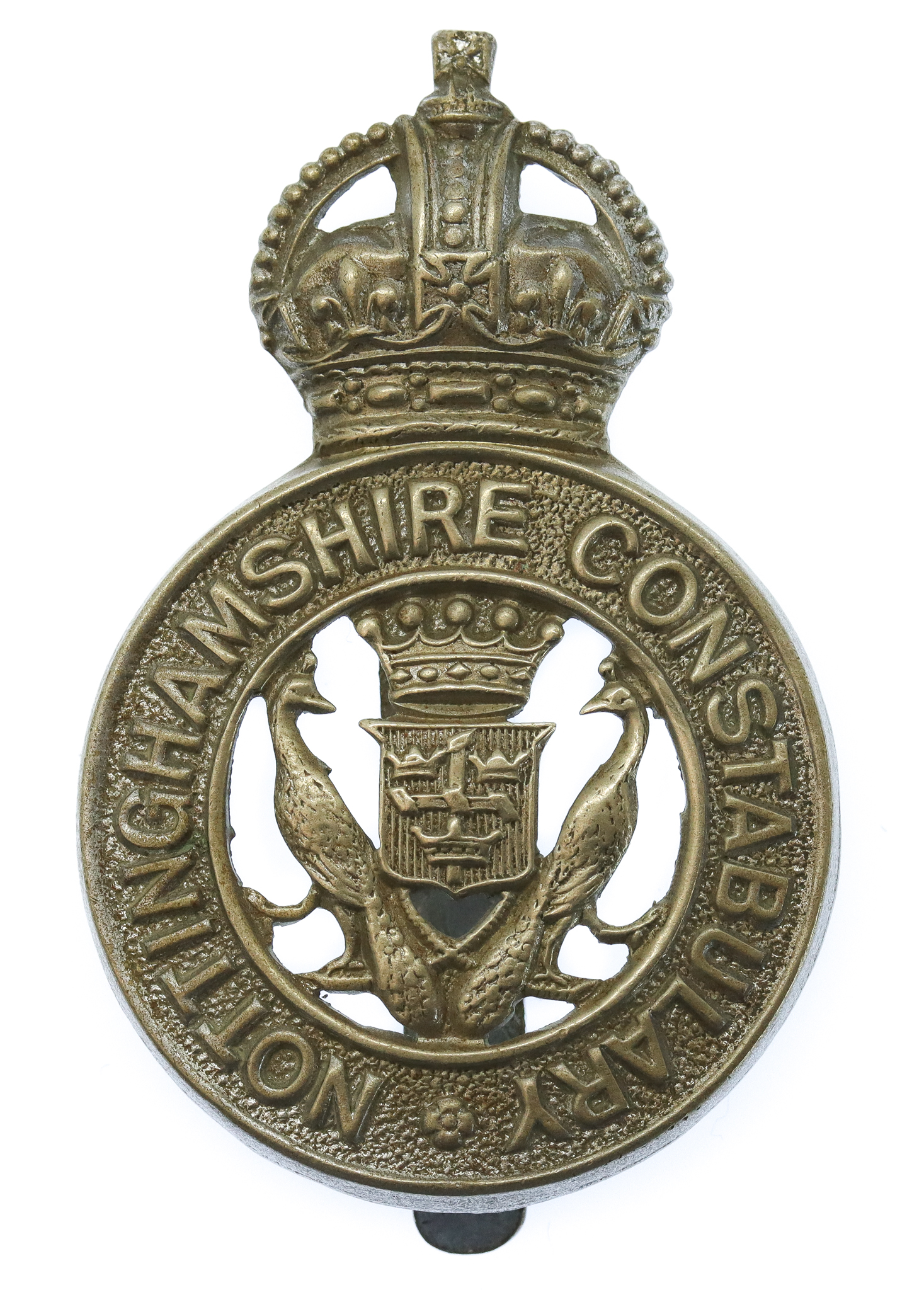 Nottinghamshire Constabulary Cap Badge - King's Crown (Peacocks C.O.A. Centre)