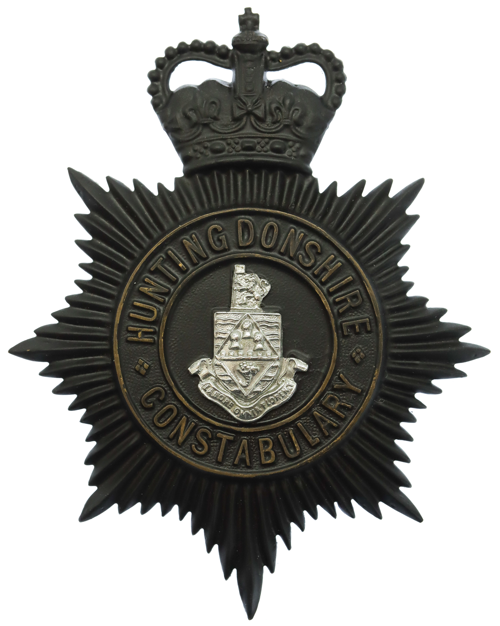 Huntingdonshire Constabulary Night Helmet Plate - Queen's Crown