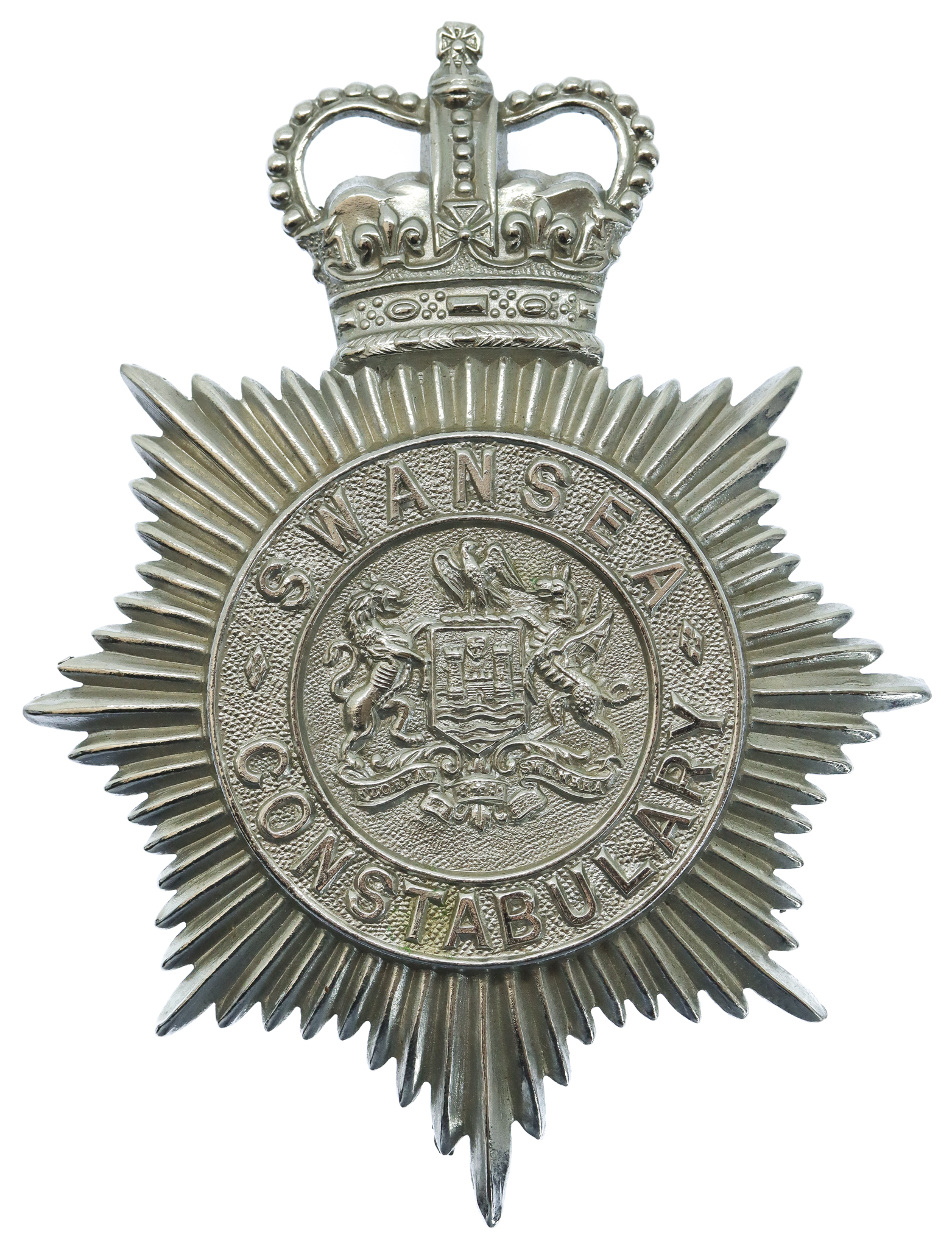 Swansea Constabulary Helmet Plate - Queen's Crown