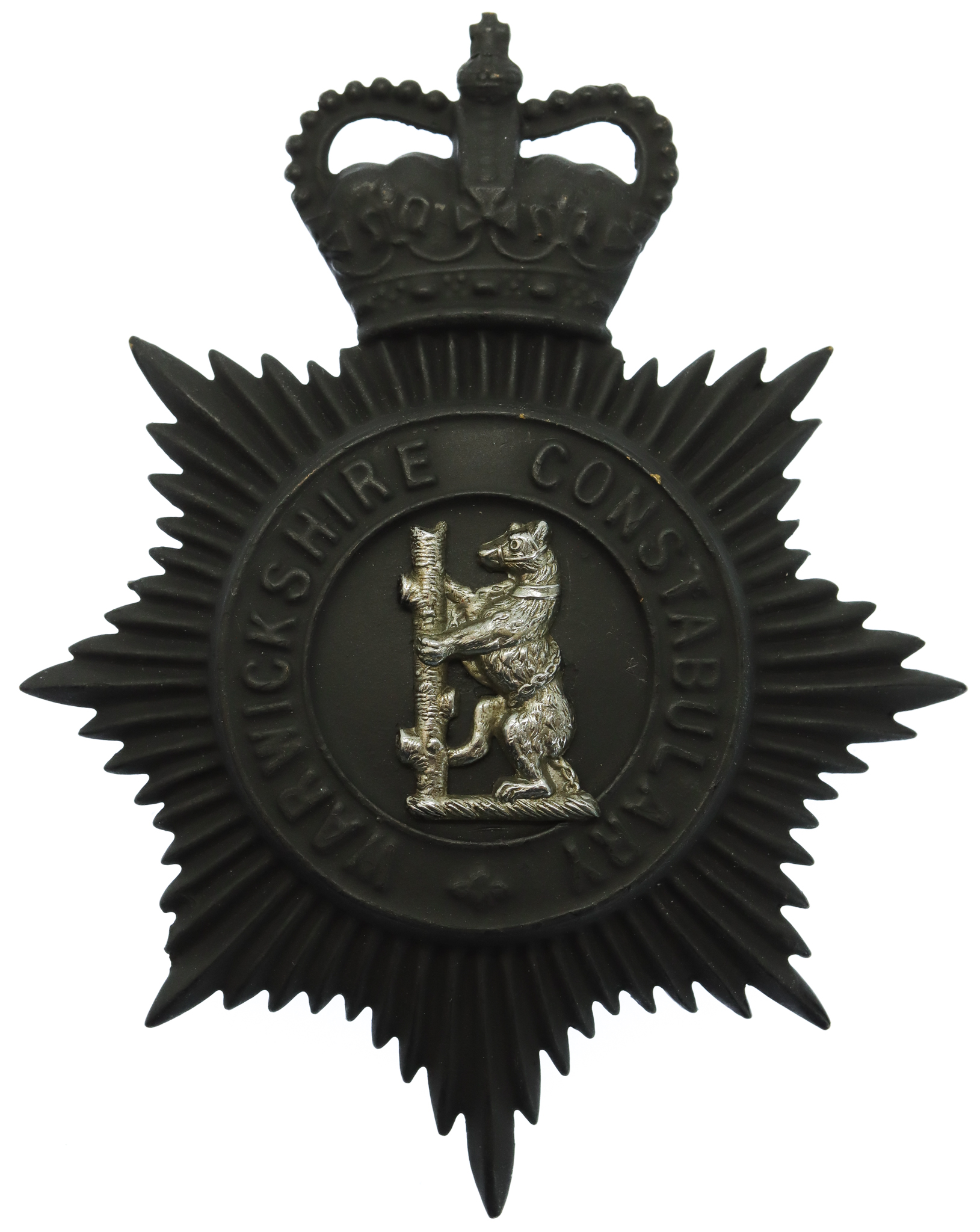 Warwickshire Constabulary Night Helmet Plate - Queen's Crown