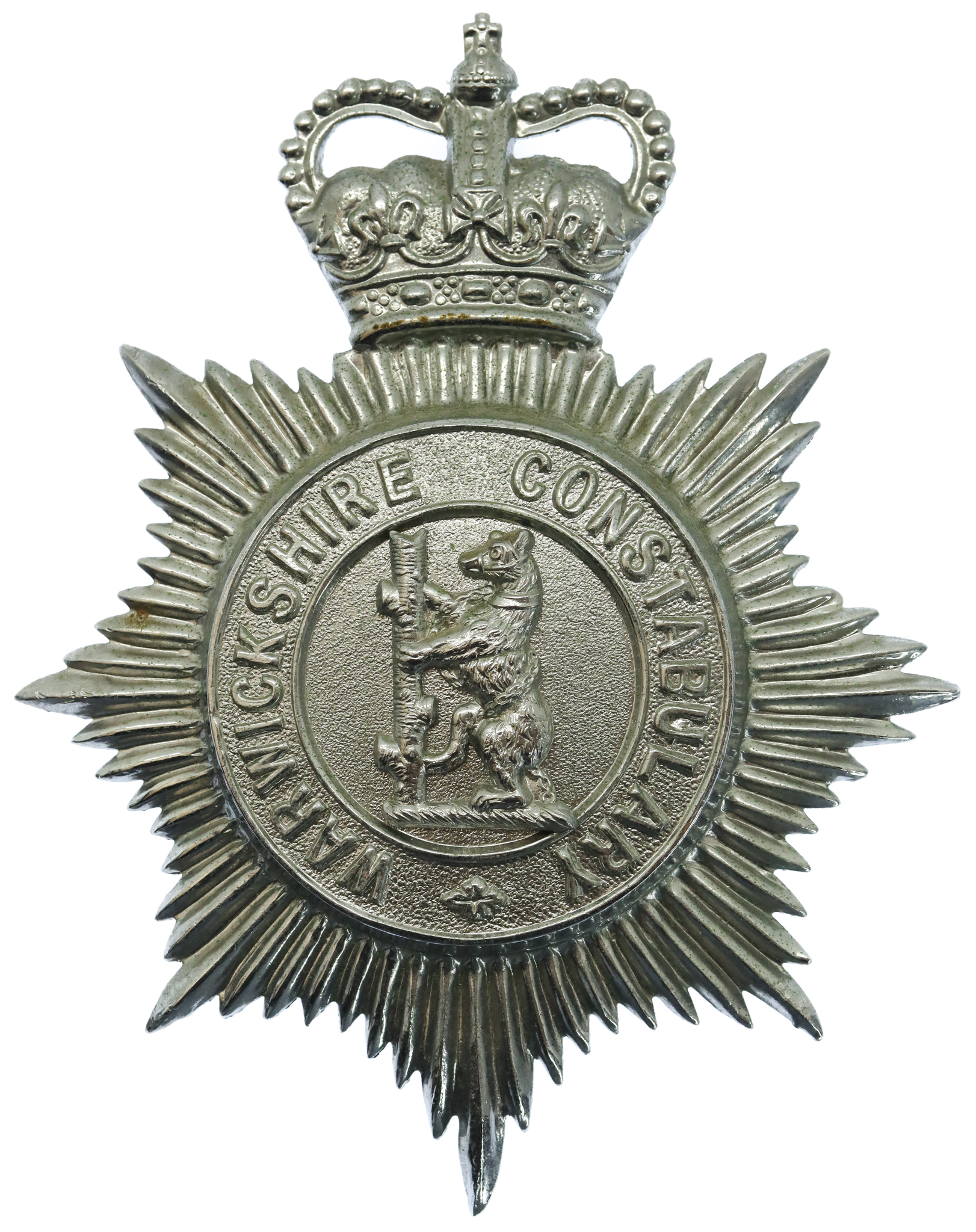 Warwickshire Constabulary Helmet Plate - Queen's Crown