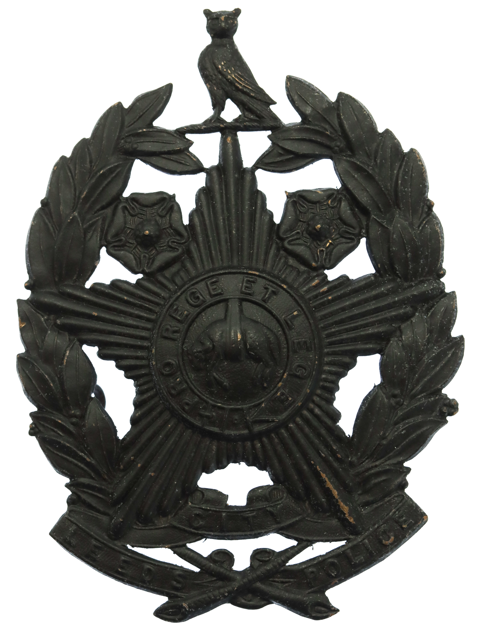 Leeds City Police Black Helmet Plate