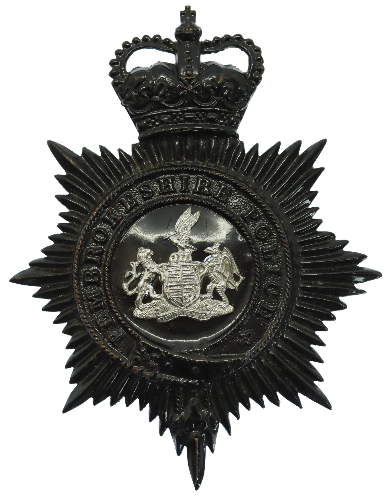 Pembrokeshire Police Night Helmet Plate - Queen's Crown