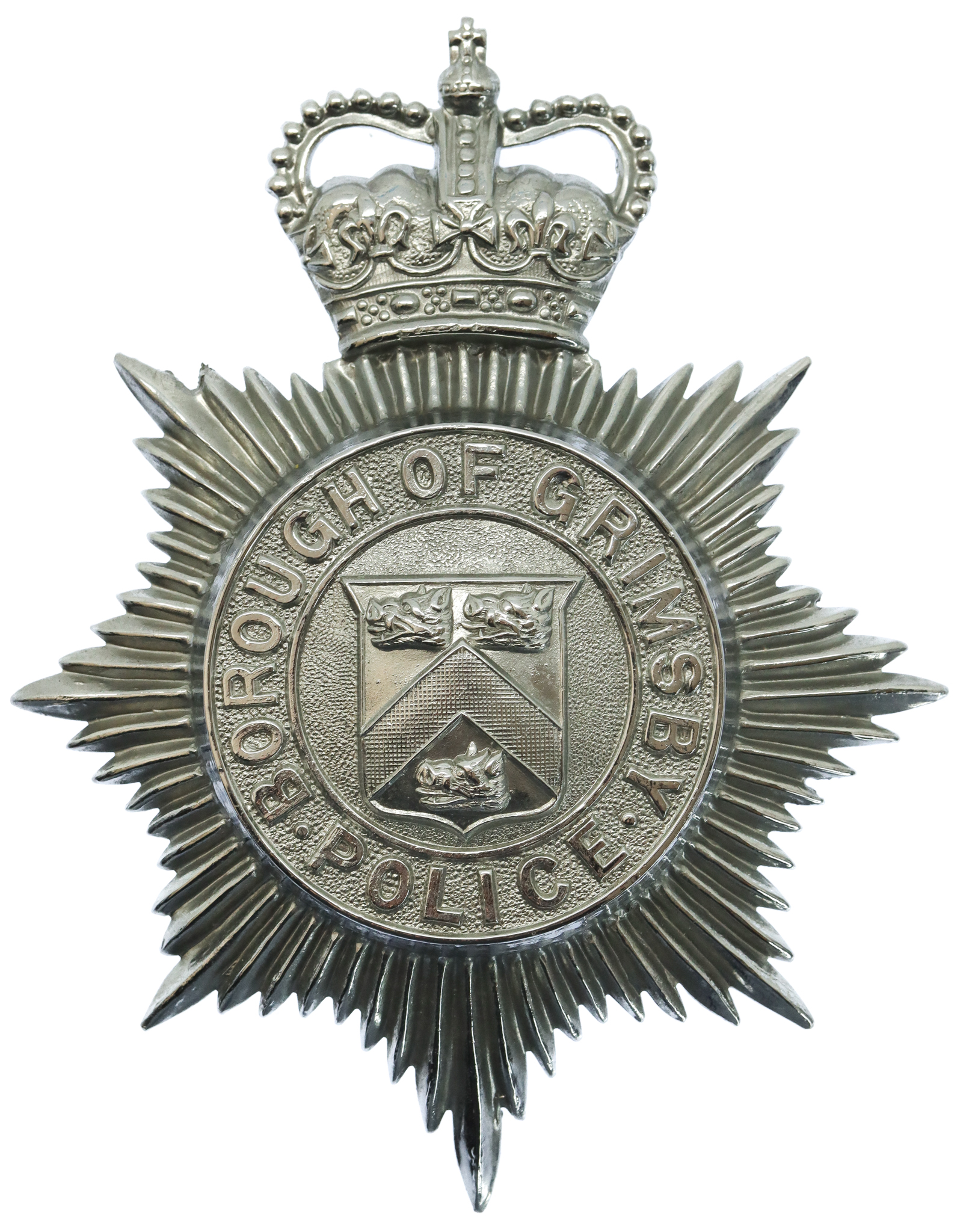 Grimsby Borough Police Helmet Plate - Queen's Crown