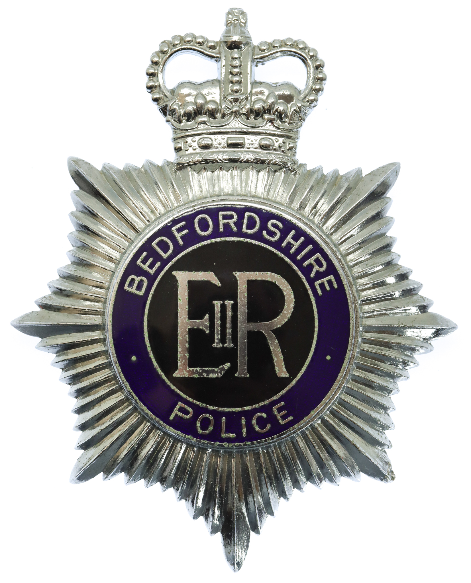 Bedfordshire Police Enamelled Helmet Plate - Queen's Crown