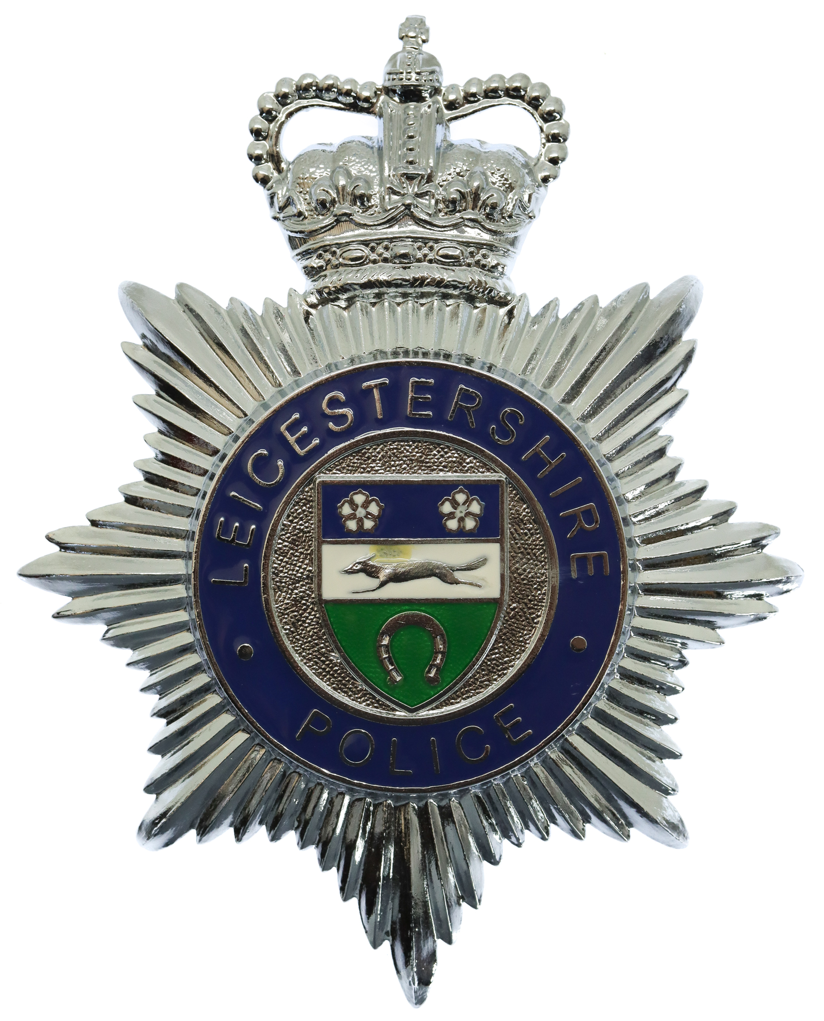 Leicestershire Police Enamelled Helmet Plate - Queen's Crown
